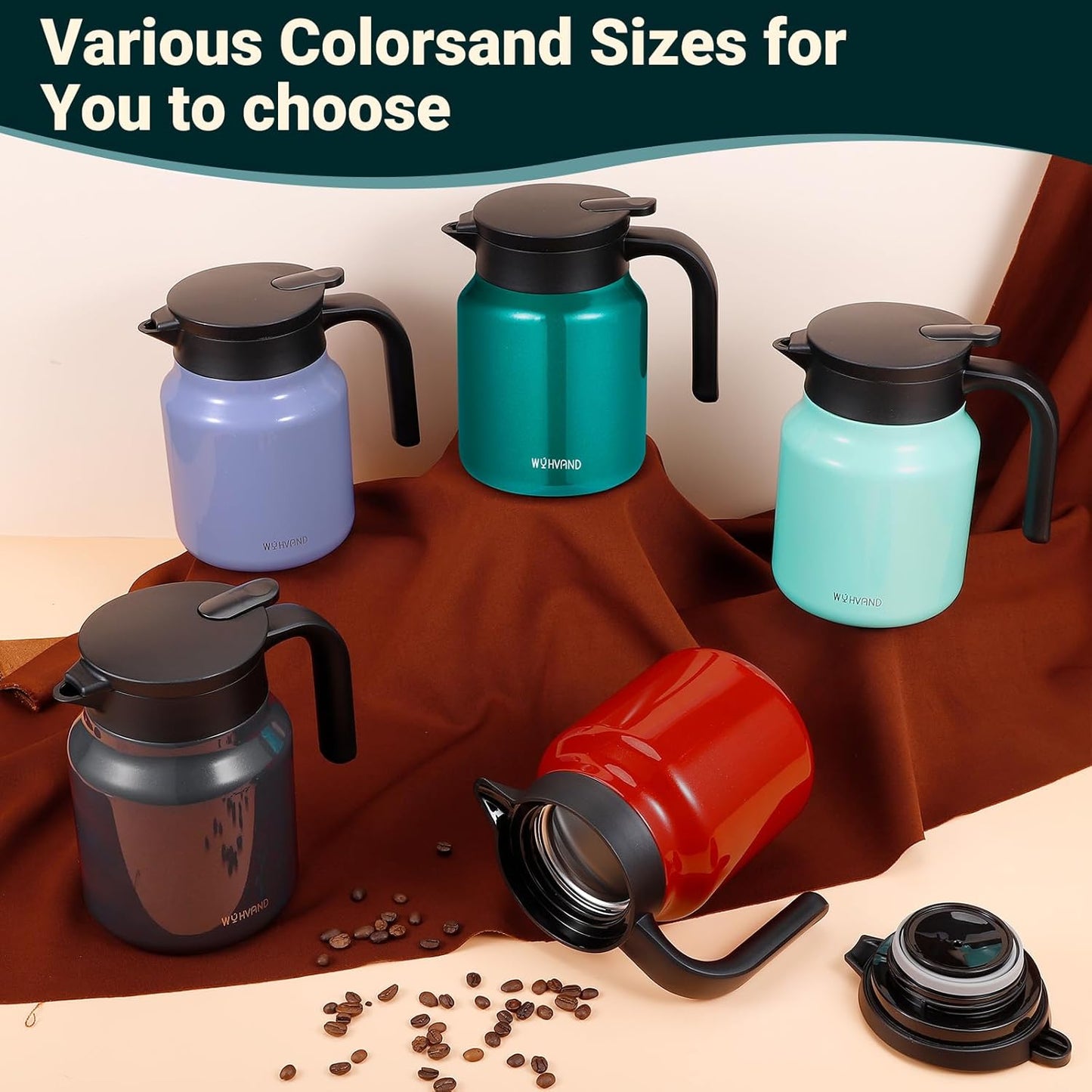 34Oz Thermal Coffee Carafe for Hot/Cold, Stainless Steel Thermos Carafes for Hot Liquids, Dustproof Insulated Hot Water Carafe for Party/Home,Agave Teal