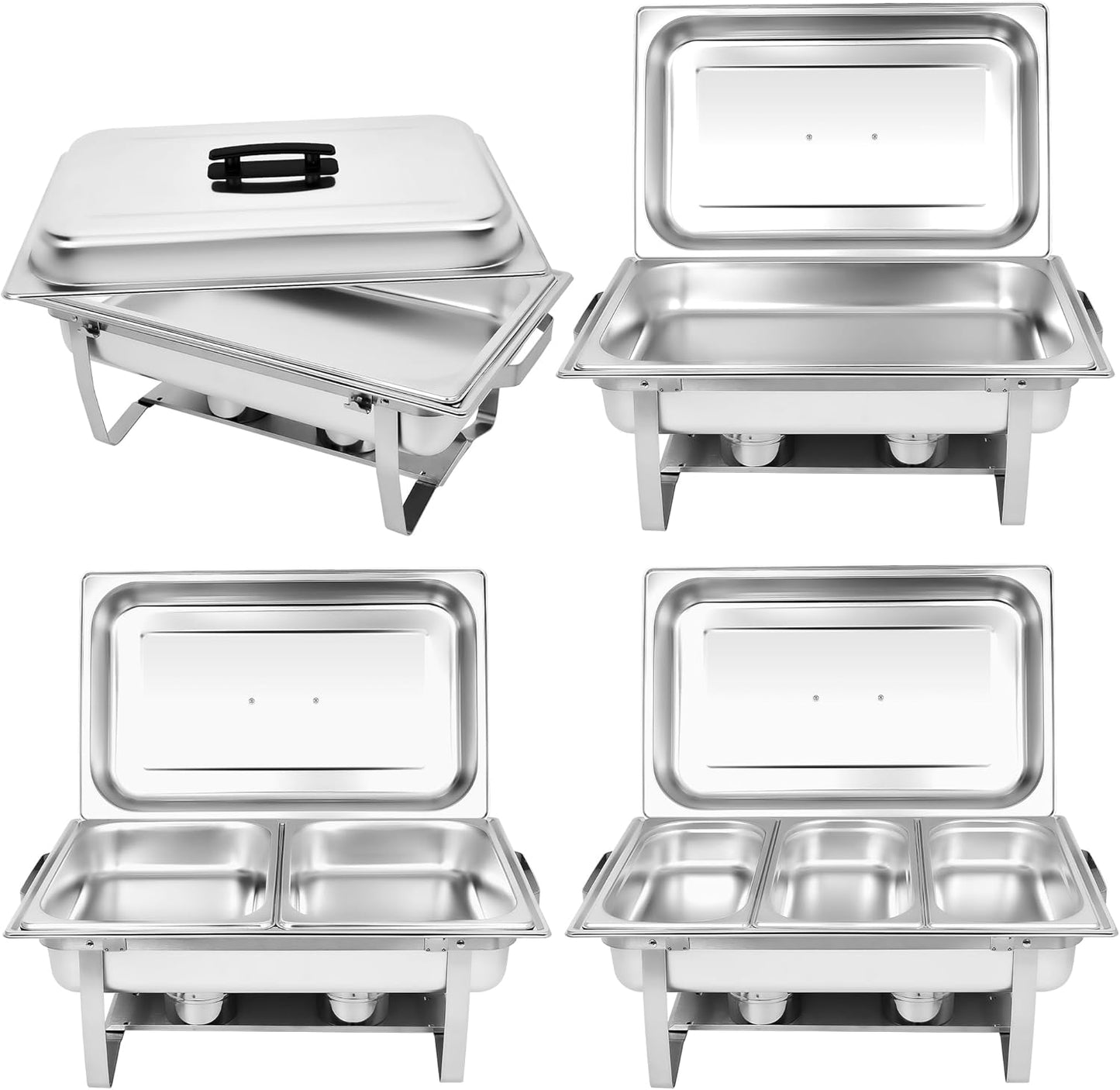 Chafing Dishes for Buffet [Set of 2/4] Stainless Steel Food Warmers for Parties 9QT Chafers and Buffet Warmers Sets Commercial Catering Chafers for Event Party