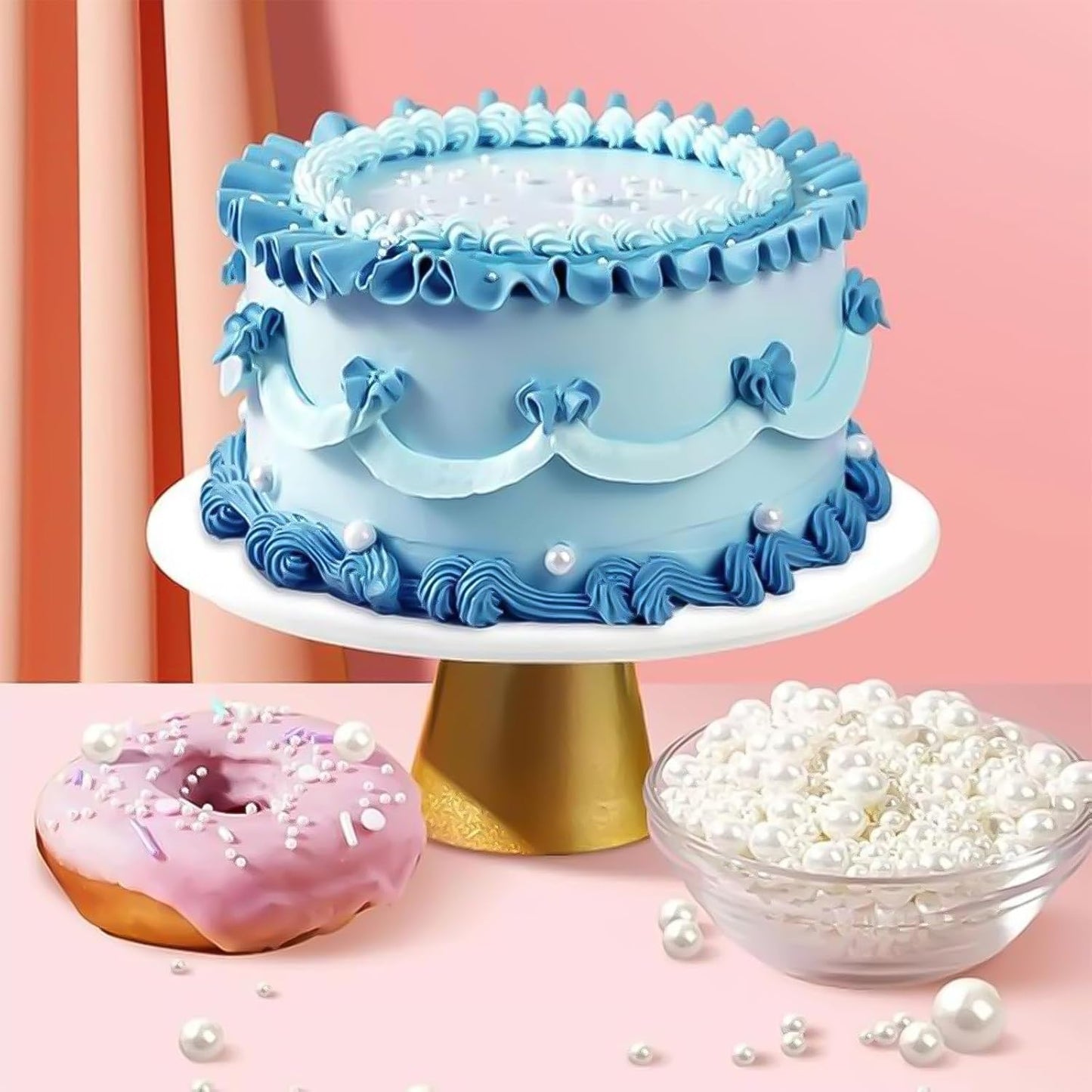 Edible Pearl Sugar Sprinkles White Candy Pearls Baking Decorations 10mm 130g/4.58 Oz White Sprinkles Sugar Pearl for Cake Decorating Edible Ball Sprinkle Ice Cream Toppings Wedding Chirstmas Supplies