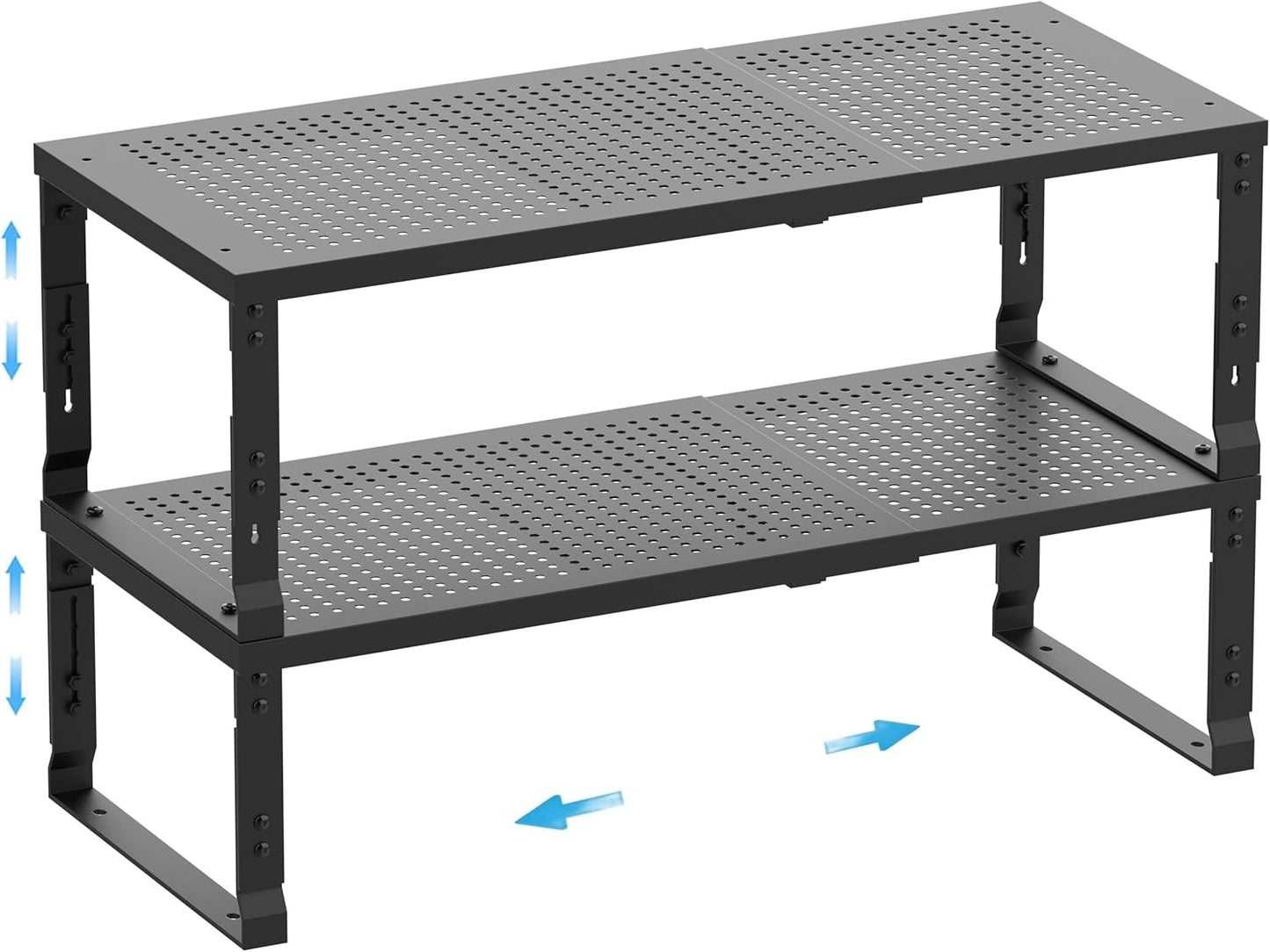 Expandable Spice Rack,Stackable Storage for Cabinet, Multi-Functional Kitchen Shelving,Height-Adjustable,Sustainable Organizer Solution(2Packs/Black/Medium)