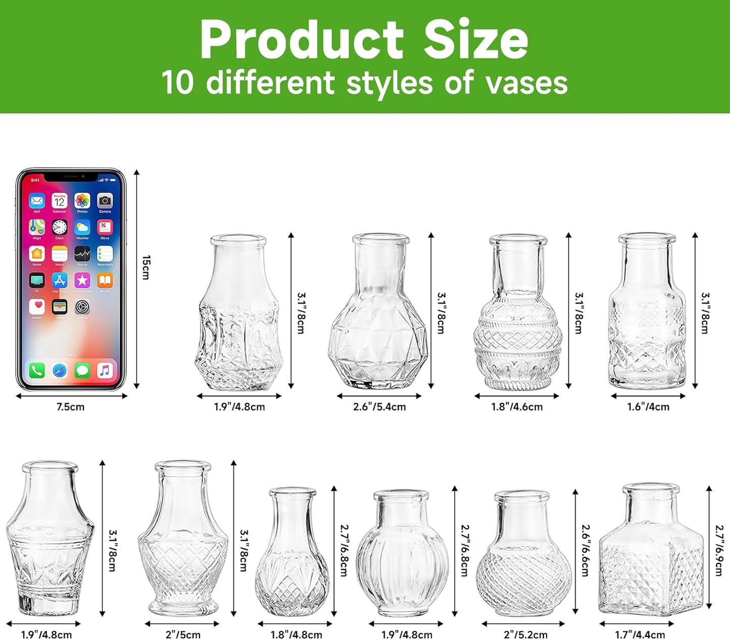 Glass Bud Vase Set of 20 Pcs, Small Clear Bud Vases for Flowers, Vintage Vases for Centerpiece Table Wedding Decorations Home Decor Glass Bottles for Birthday Party Anniversary