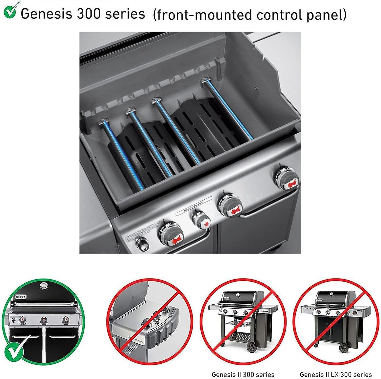 Grill Burner Tubes Fit for Weber Genesis E330 Grill Parts, for Genesis E-310, S-310, E-320, S-320, E-330, S-330, EP-310, EP-320, EP-330, CEP-310, CEP-320, CEP-330, 4 Sear Burner 19.5" Weber 62752