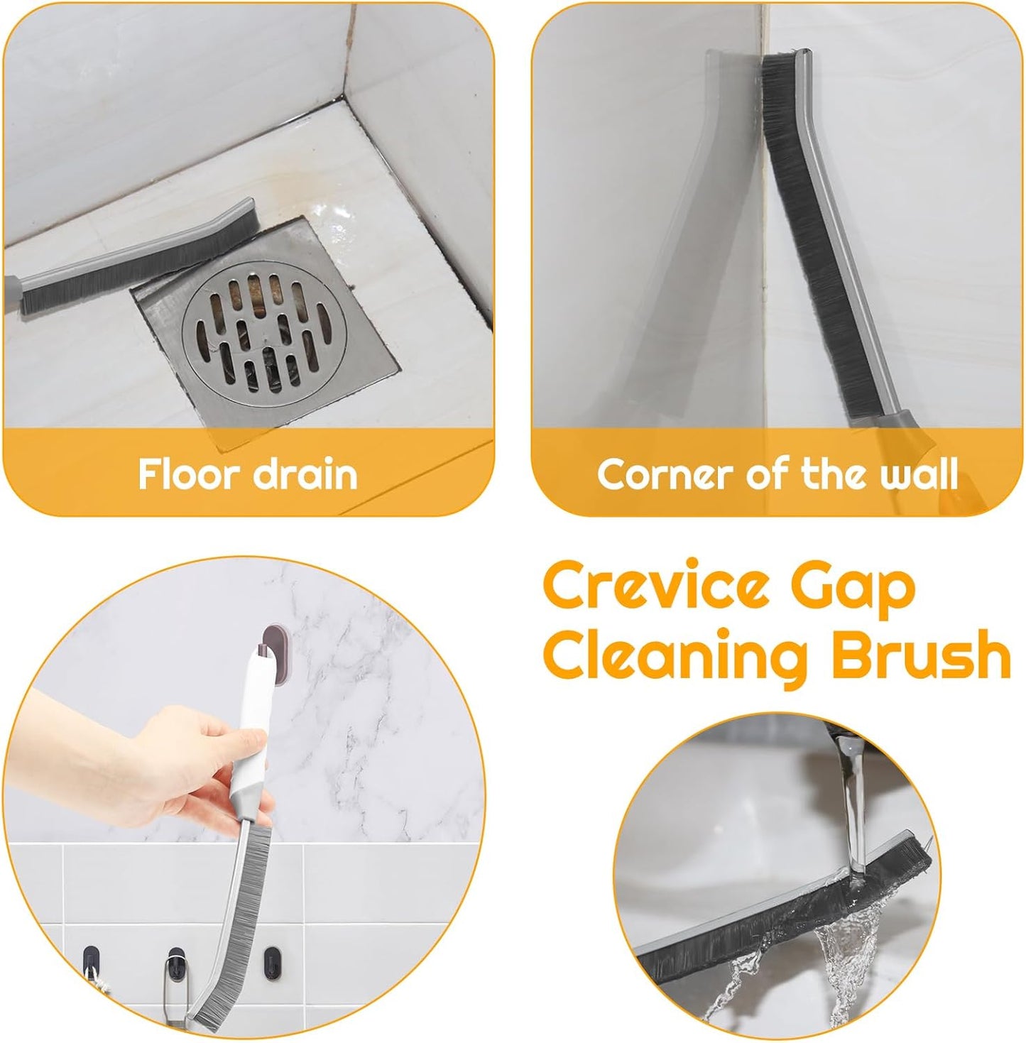 Household Thin Cleaning Brushes,2pcs Hard Bristle Grout Scrub Brush Tool for Cleaning Tight Spaces in Home Kitchen Bathroom
