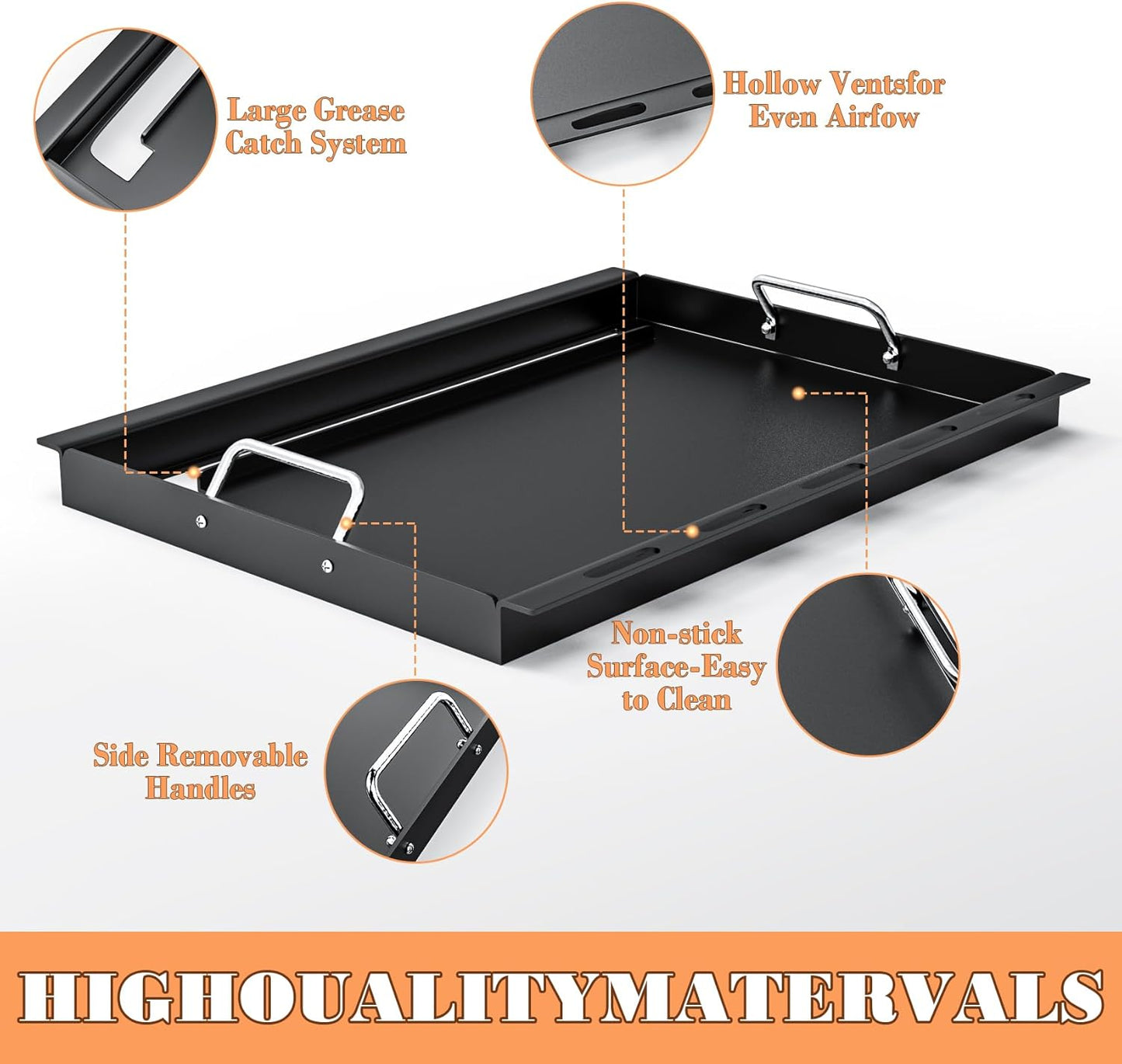 6788 Full Size Griddle Insert Replacement Part for Weber Genesis II E320 E310 EP310 EP330 E325 Gas Grill, Flat Top Grill Griddle with Handles for Genesis II 300 Series GS4, Replace for 66095 66802