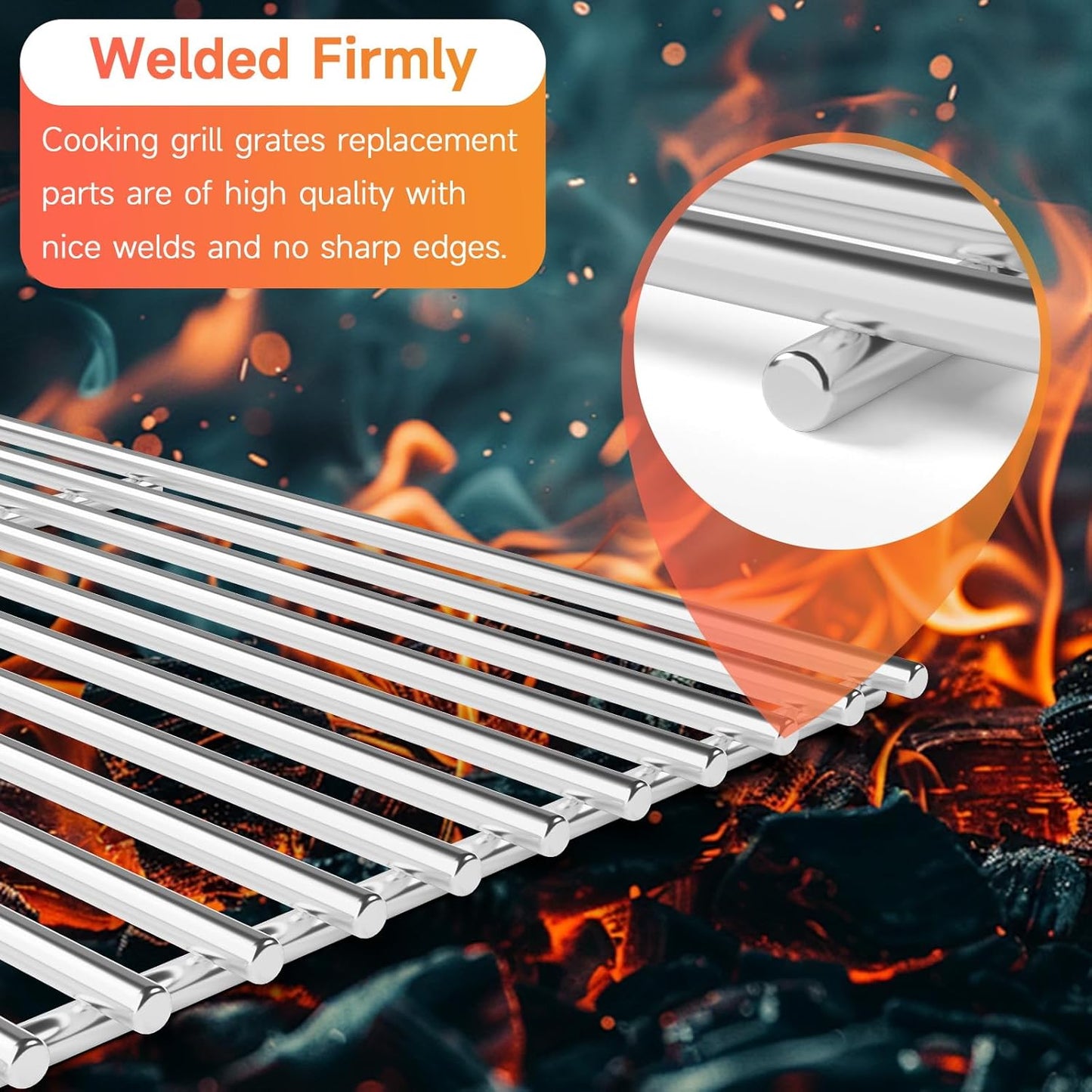 18.75" Stainless Steel Cooking Grates Replacement Parts for Weber Genesis II 300 and Genesis II LX 300 Series Gas Grills, Genesis II E&S 310 315 320 325 340, Cooking Grid for Weber 66095, 2 Pack