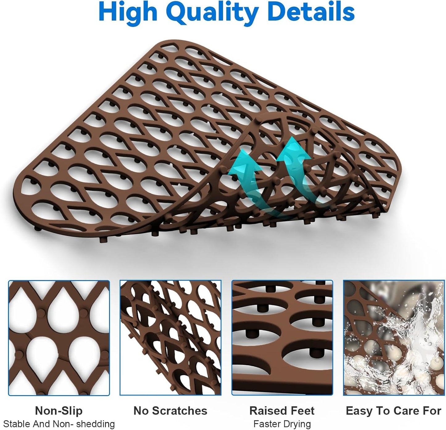 TOOVEM 13.6"x11.6" Kitchen Sink Protector - Large Silicone Mat Grid for Bottom of Farmhouse Sink - Heat Resistant - Coffee - 1 Pack