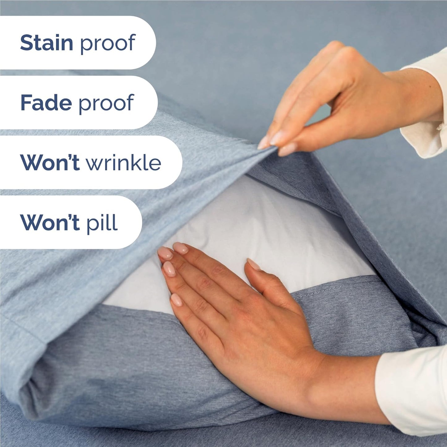 Full Size 4 Piece Sheet Set - Comfy Breathable & Cooling Bed Sheets Set - Hotel Luxury Bedding for Women, Men, Kids, Teens, Boys & Girls - Deep Pockets, Soft & Wrinkle Free - Blue (Heathered Sheets)