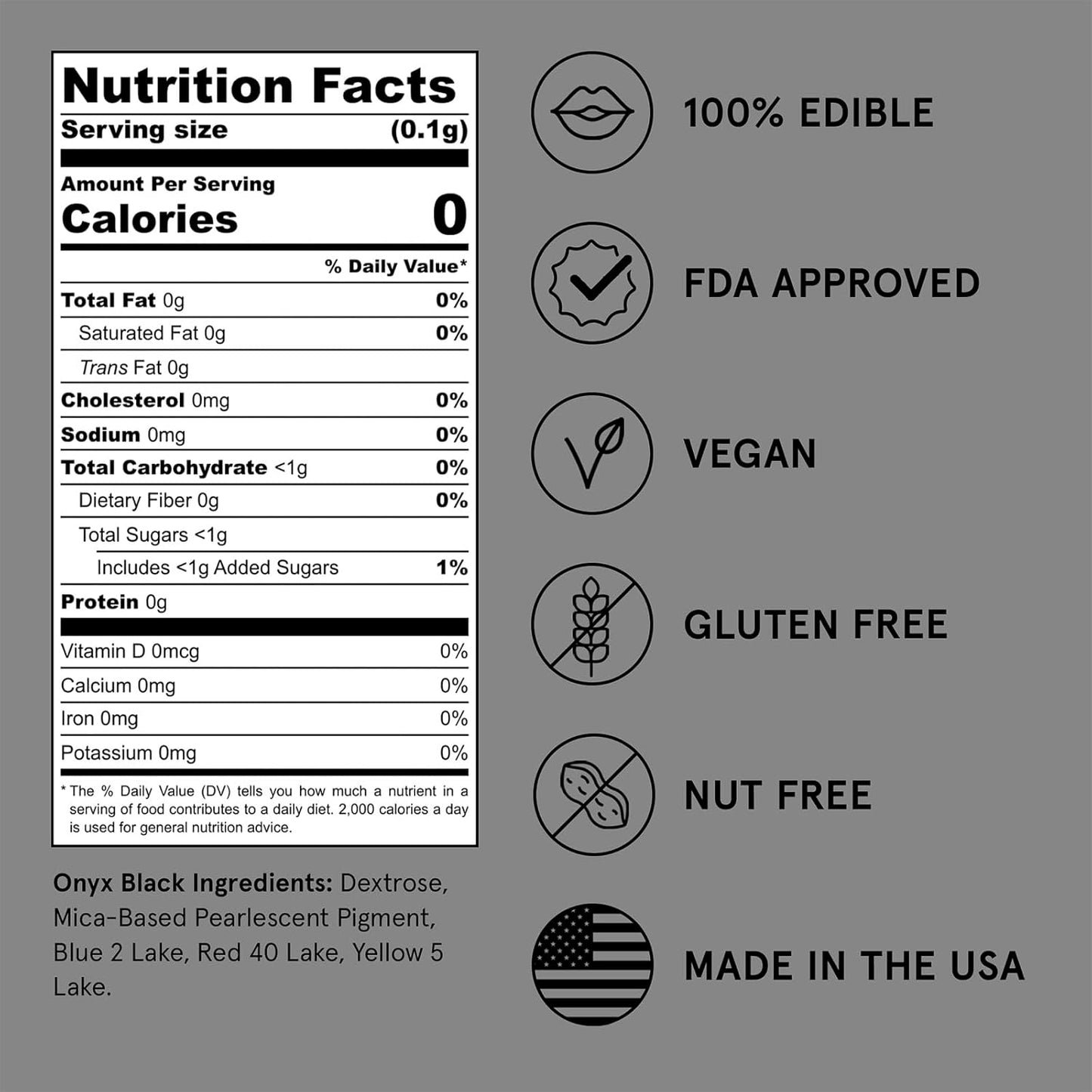 Fancy Sprinkles Halloween Onyx Black Premium Edible Glitter, 100% Edible Glitter for Sparkling Food & Drinks No Taste or Texture (4gm)