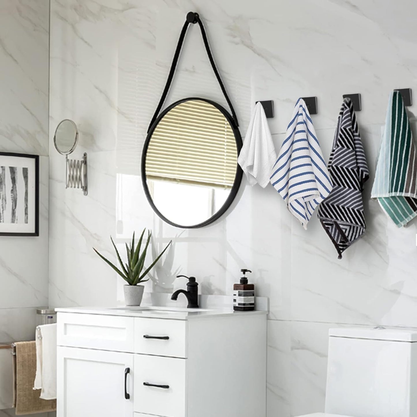 IBosins 16 Pack Towel Hooks Hand Towel Holder for Bathroom Wall Livingroom Bedroom Kitchen Closet Heavy Duty Stainless Steel Hook Hanger for Robe, Bath Towel, Coat (Square Matte Black)