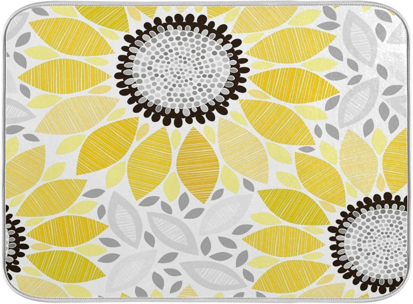 Super Absorbent Dish Drying Mat, Microfiber Fast-Drying Dish Mat, 16" x 18", Kitchen Dish Drying Pad, Sunflowers