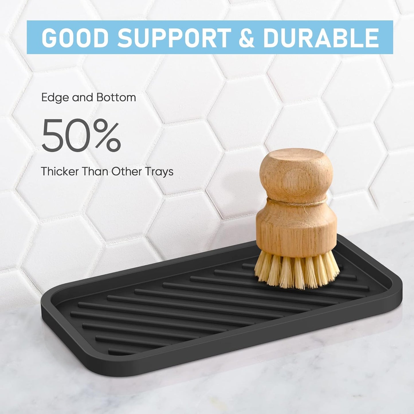 EG-SIPRO Silicone Sponge Holder,Large 10" Kitchen Sink Organizer Tray Kitchen Soap Tray Soap Sponge Holder for Bathroom Counter Sponge Caddy Dish Soap for Scrubber,Soap Dispenser,Scouring Pad