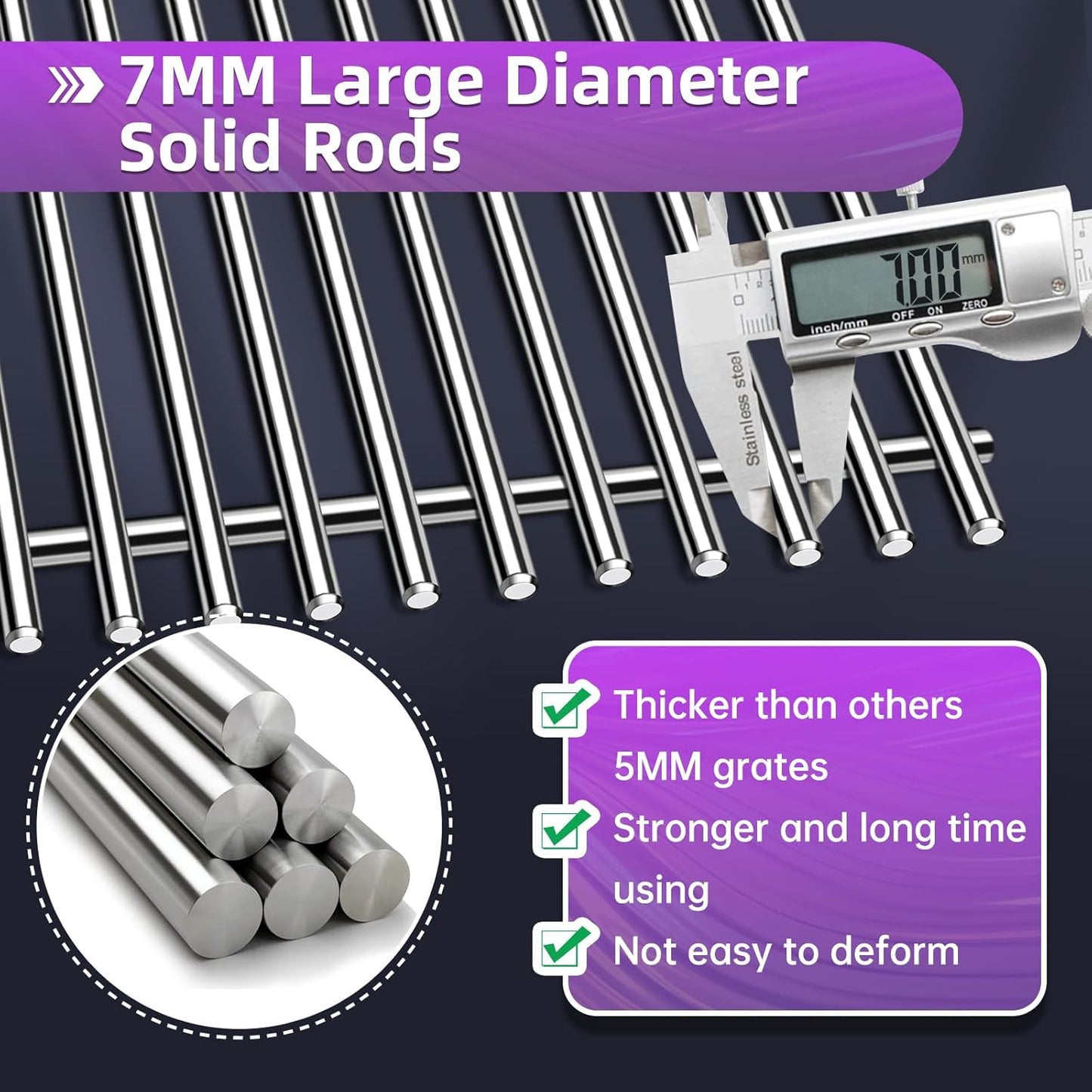 18 7/8" Stainless Steel Genesis 2 Grill Grates for Weber Genesis ii E-310 E-315 E-325 E-330 E-340 S-335 S-340 GS4 Grill Replacement Parts for Weber 66095 Genesis ii 300 LX 300 Series Grills