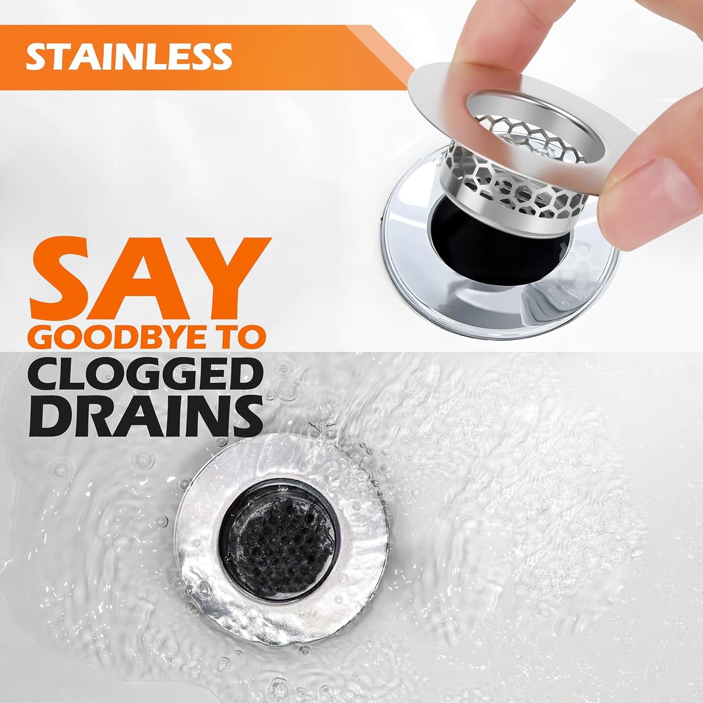 Bathroom Sink Strainer, Bathtub Lavatory Sink Drain Strainer Hair Catcher for Laundry, Mop Pool, Utility, Slop, RV Sink。Fit Hole Size from1.4~1.5",3 Pack(Product SIZE1.3inch)