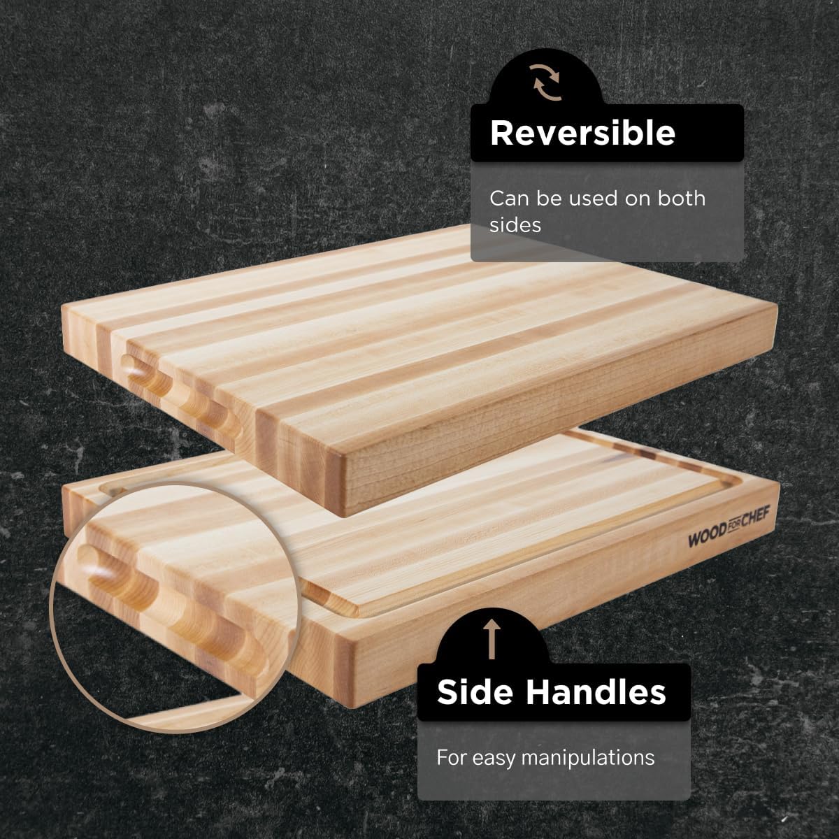 Medium Wood Cutting Board from Canadian Maple - A Reversible Butcher Block That Comes with Juice Groove for Cutting Meat and Juicy Veggies Easily - Maple Chopping Board - 16x12x1.5"