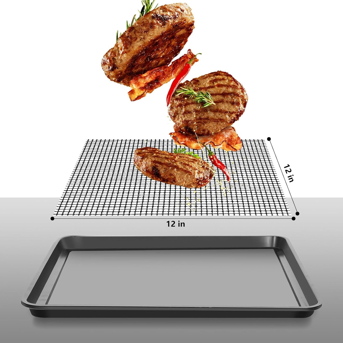 Air Fryer Oven Liners and Mesh Grill Mats Compatible with Ninja Foodi SP101 SP201 SP301，Reusable 12inch Non-Stick Liner for Bottom of Oven and Air Fryer Toaster Oven Mat for Oven