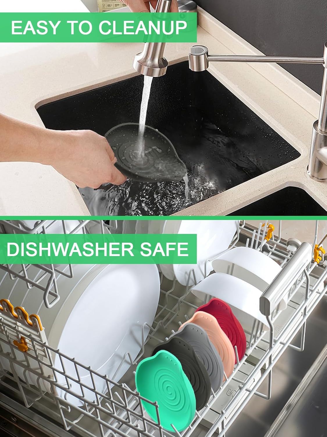 1 Pack Spoon Rest for Stove Top Silicone, 6.1" Large Stove Spoon Holder for Spatula, Tongs or Spoon, Kitchen Counter Decor