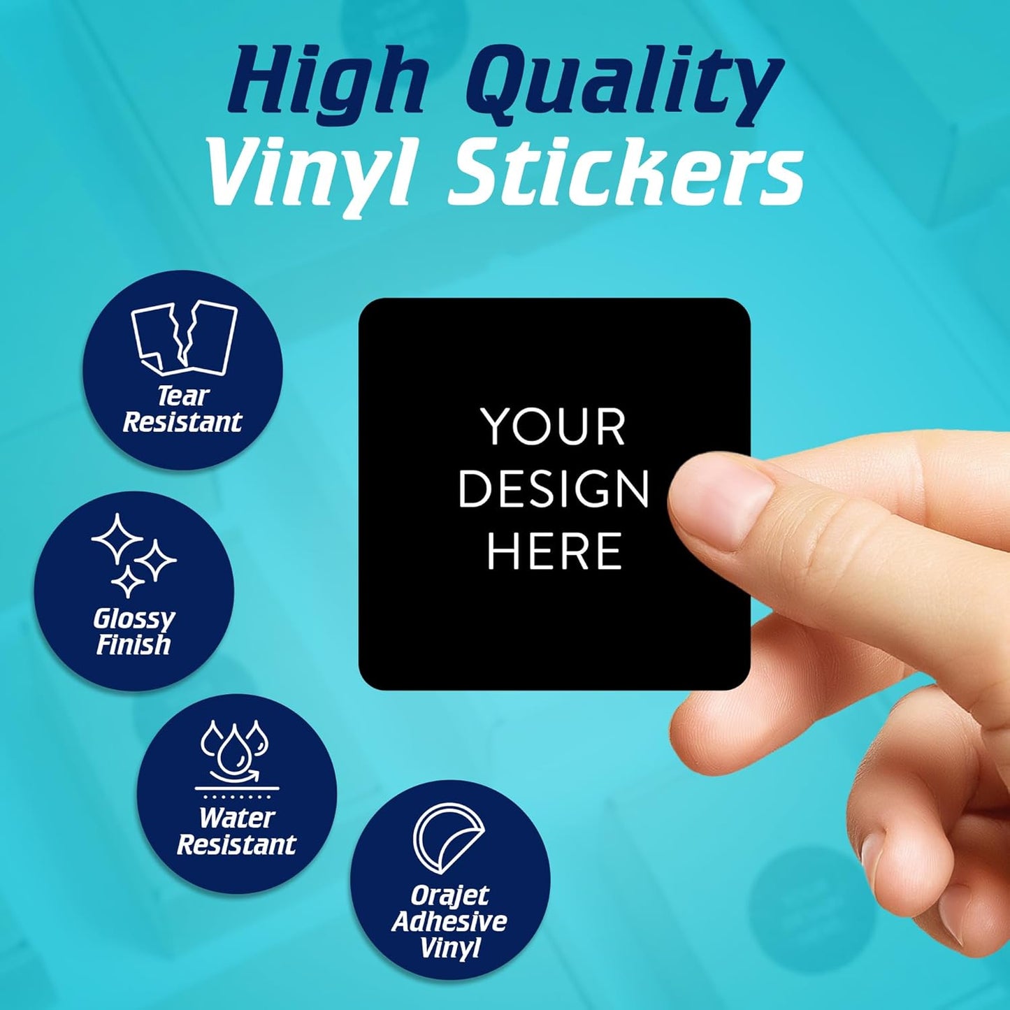 5-1000 Custom Vinyl Stickers - Upload Your own Image, Text, Design, Logo - Personalized Logo Labels for Handmade, Packaging, Bottle, Jars, Candle, Brand Stickers (Black, 1.5x1.5 Square)