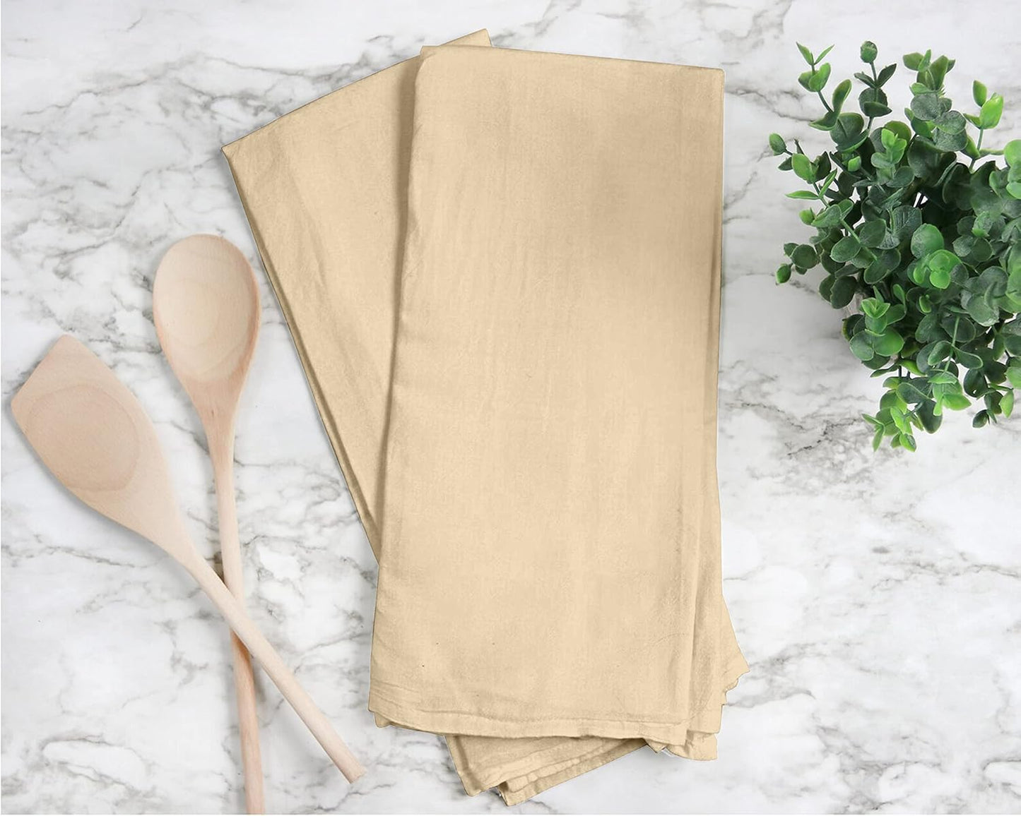 RUVANTI Flour Sack Towels 12 Pack 28 x 28 Inches, Ring Spun 100% Cotton Dish Towel, Machine Washable, Absorbent - Flour Sack Kitchen Towels for Drying and Cleaning - Camel