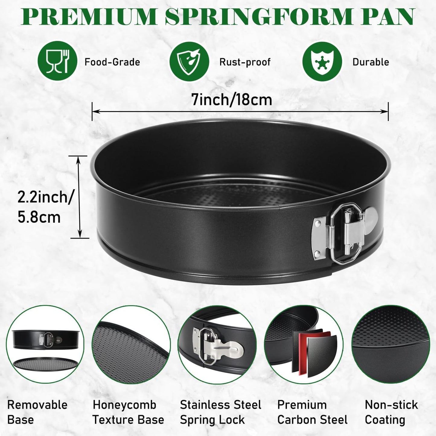 7 Inch Springform Pan for Instant Pot 6, 8 Qt Pressure Cooker 50Pcs Parchment Paper Baking Mold Round Leakproof Nonstick Removable Bottom Bakeware for Cake Cheesecakes Pizza and Quiches Accessories