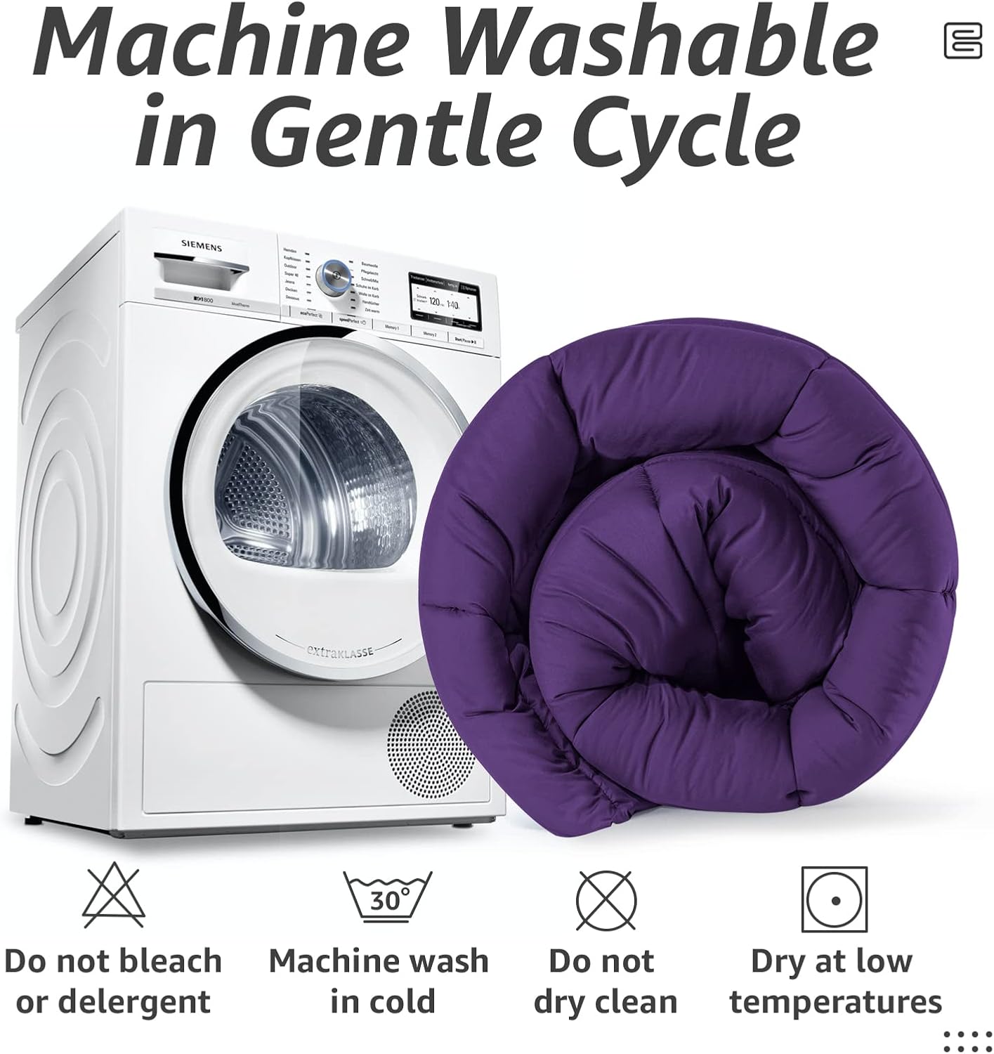 HYLEORY All Season King Size Bed Comforter - Cooling Down Alternative Quilted Duvet Insert with Corner Tabs - Winter Warm - Machine Washable - Purple