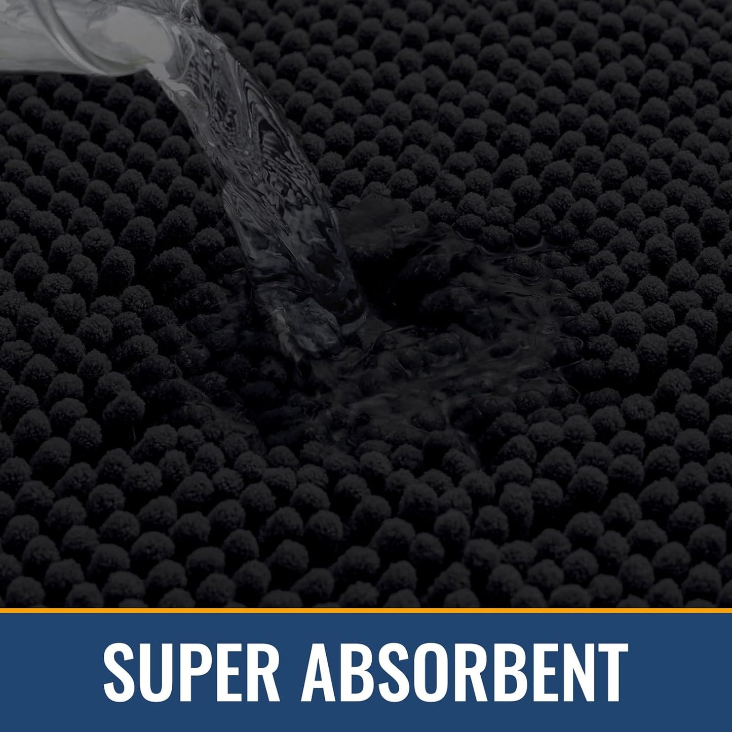 Arotive Bathroom Rugs 44x24, Extra Soft Absorbent Shaggy Chenille Bath Rugs, Machine Washable Rubber Backing Non-Slip Bath Mats for Bathroom Floor Tub and Shower, Home Decor Accessories, Black