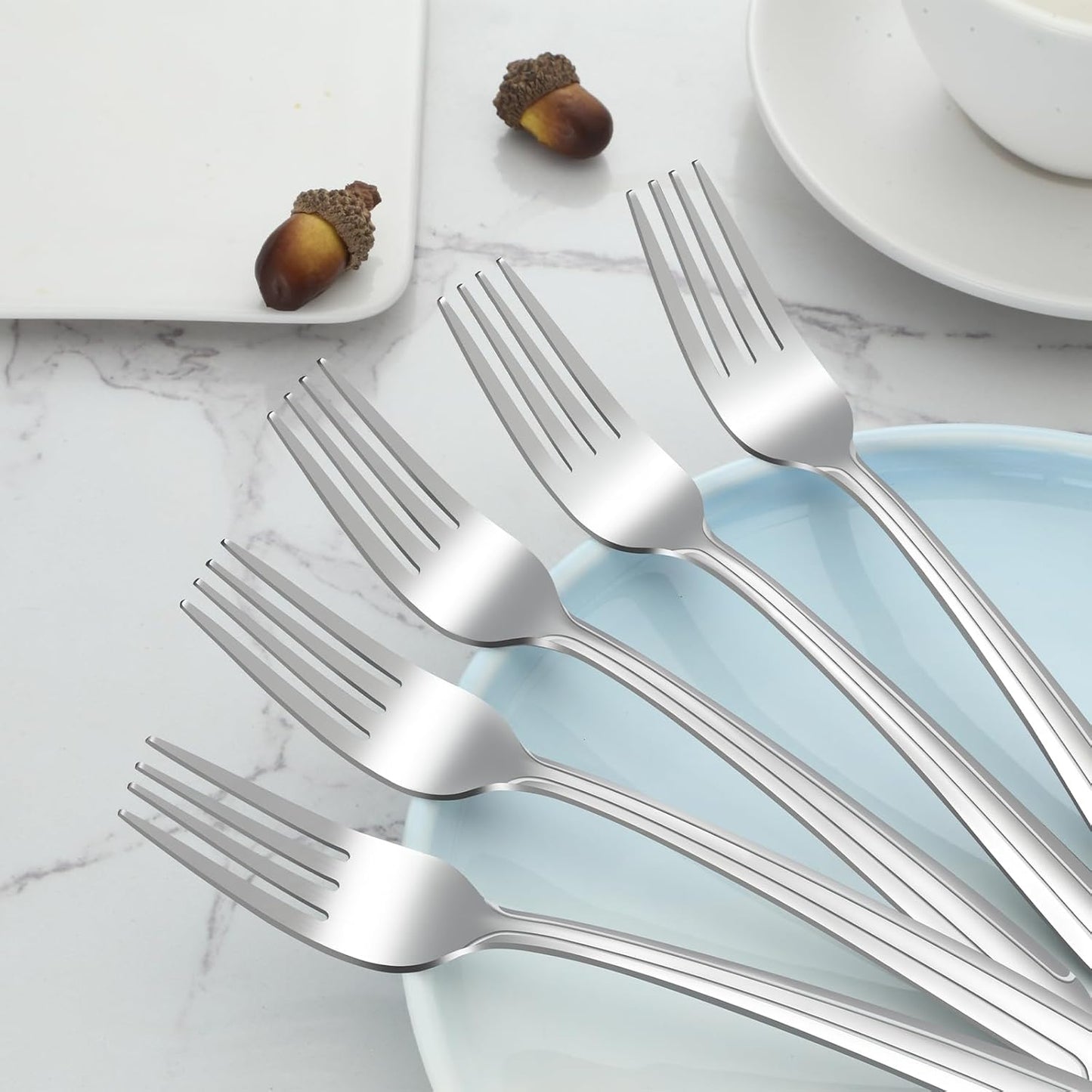 BEWOS 24-Piece Salad Forks, 7.1-Inch Forks Silverware Set, Stainless Steel Small Forks, Dessert Forks Bulk, Metal Forks, Salad Fork Set, Appetizer Forks, Silver Fork, Dishwasher Safe, Mirror Polished