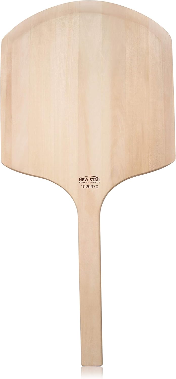 New Star Foodservice 1029970 Restaurant-Grade Wooden Pizza Peel, 16" L x 14" W Plate, with 12" L Wooden Handle, 30" Overall Length