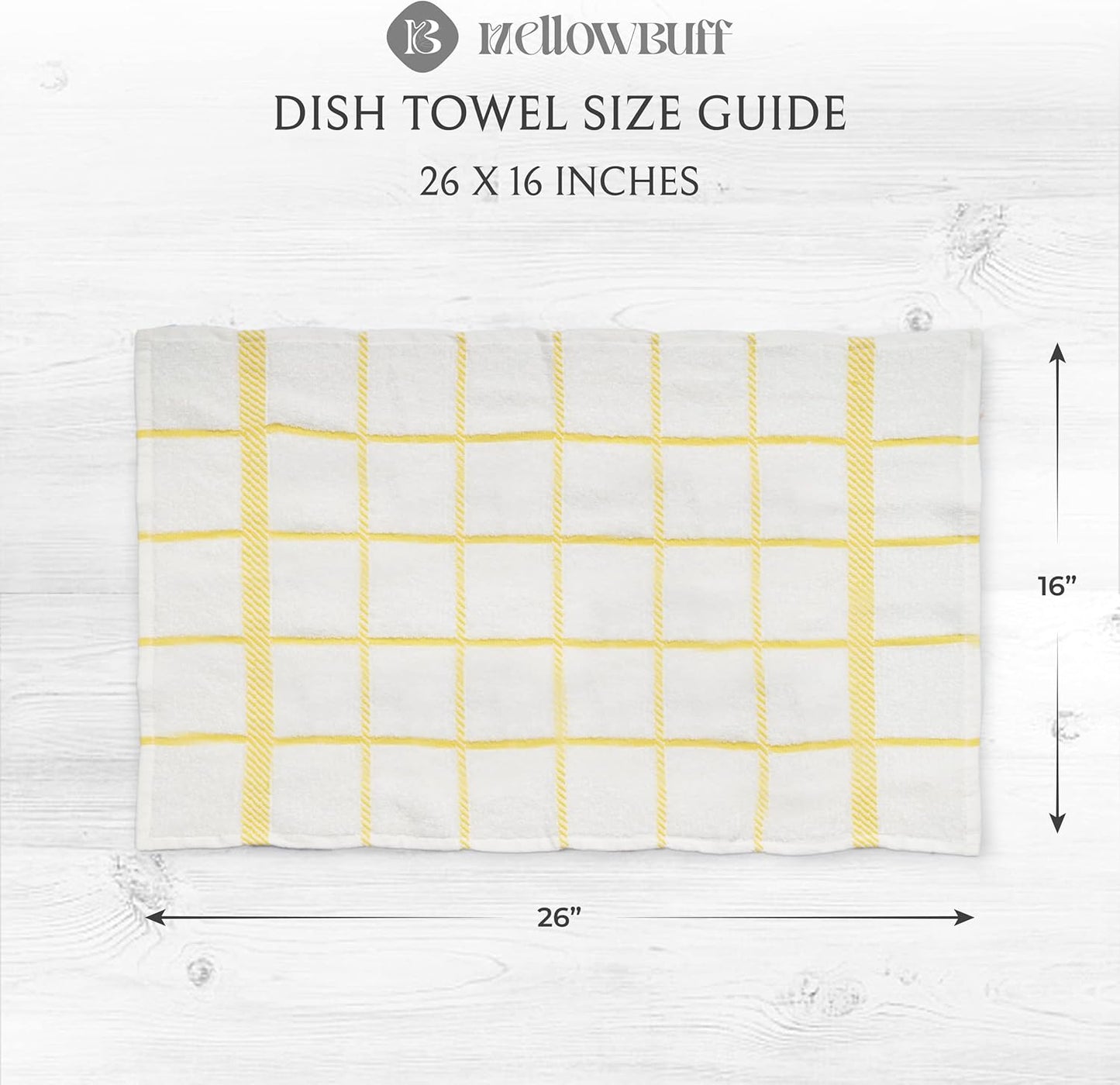 100% Cotton Terry Dish Towels, 4 pack16 x26 Inches, Super Soft and Absorbent Kitchen Towels, Perfect for Kitchen Cleaning and Dish Washing | Yellow