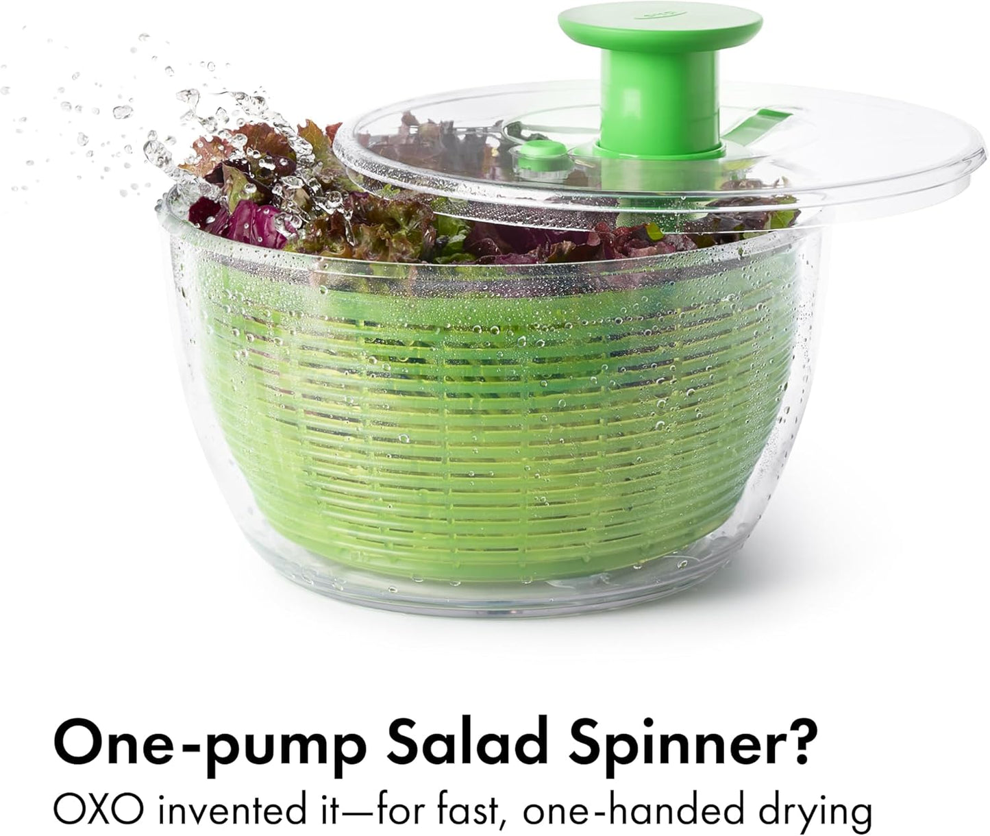 OXO Good Grips Salad Spinner - Large, Green Lettuce & Fruit Washer, BPA-Free, Easy One-Hand Pump