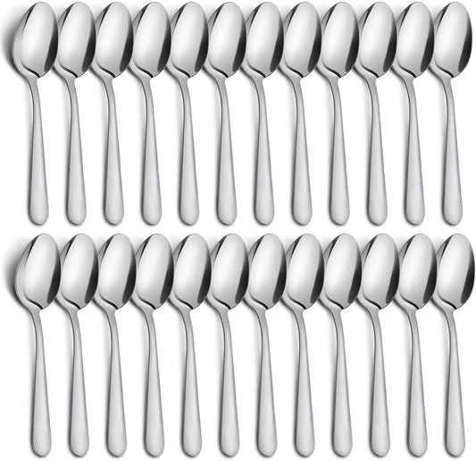 24-Piece Dinner Spoons Set, Funnydin 6.7" Stainless Steel Spoons Silverware, Durable Dessert Spoons, Table Spoon Use for Home, Kitchen and Restaurant - Mirror Polished, Dishwasher Safe