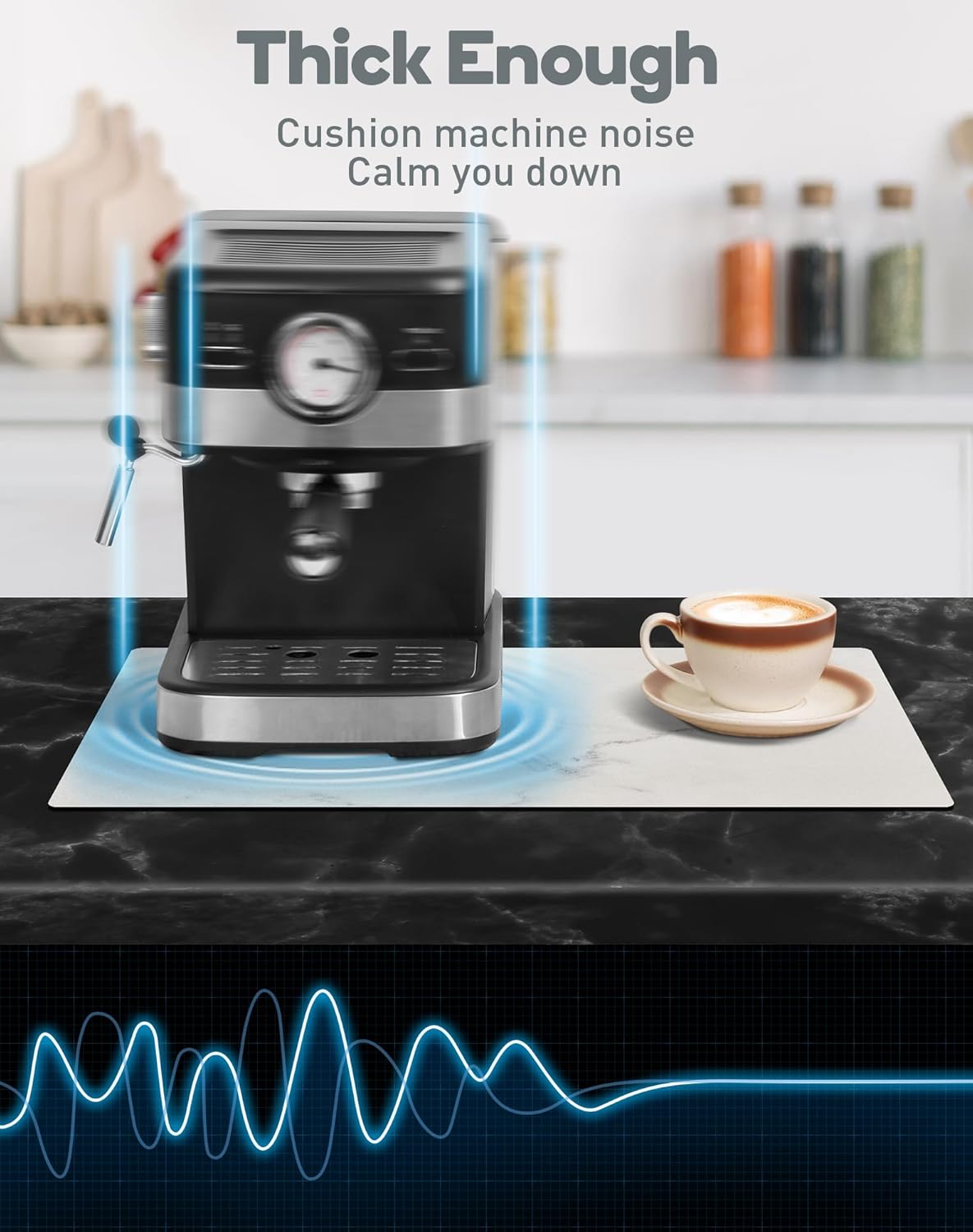 SUEH DESIGN Coffee Mat, Absorbent Dish Drying Mat 19.6 x 11.8 in Quick Dry Coffee Mat Large Drying Mats for Kitchen Counter Coffee Bar, Marble White