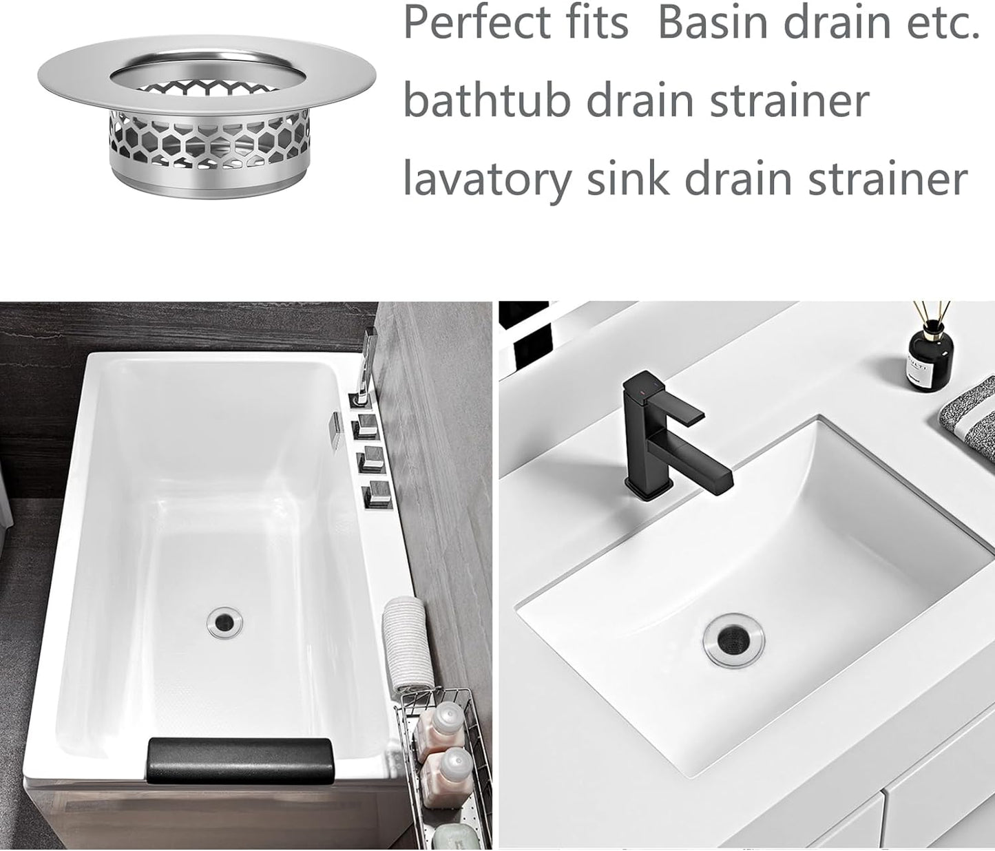 Bathroom Sink Strainer, Bathtub Lavatory Sink Drain Strainer Hair Catcher for Laundry, Mop Pool, Utility, Slop, RV Sink。Fit Hole Size from1.4~1.5",3 Pack(Product SIZE1.3inch)