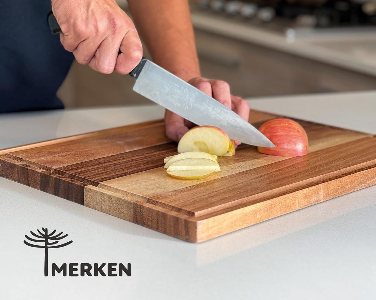 Premium Acacia Wood Cutting Board – XL End Grain Butcher Block – Extra Large Reversible Chopping Board with Juice Groove – For Pizza, Meat, Veggies, Charcuterie – Knife Friendly Kitchen Decor