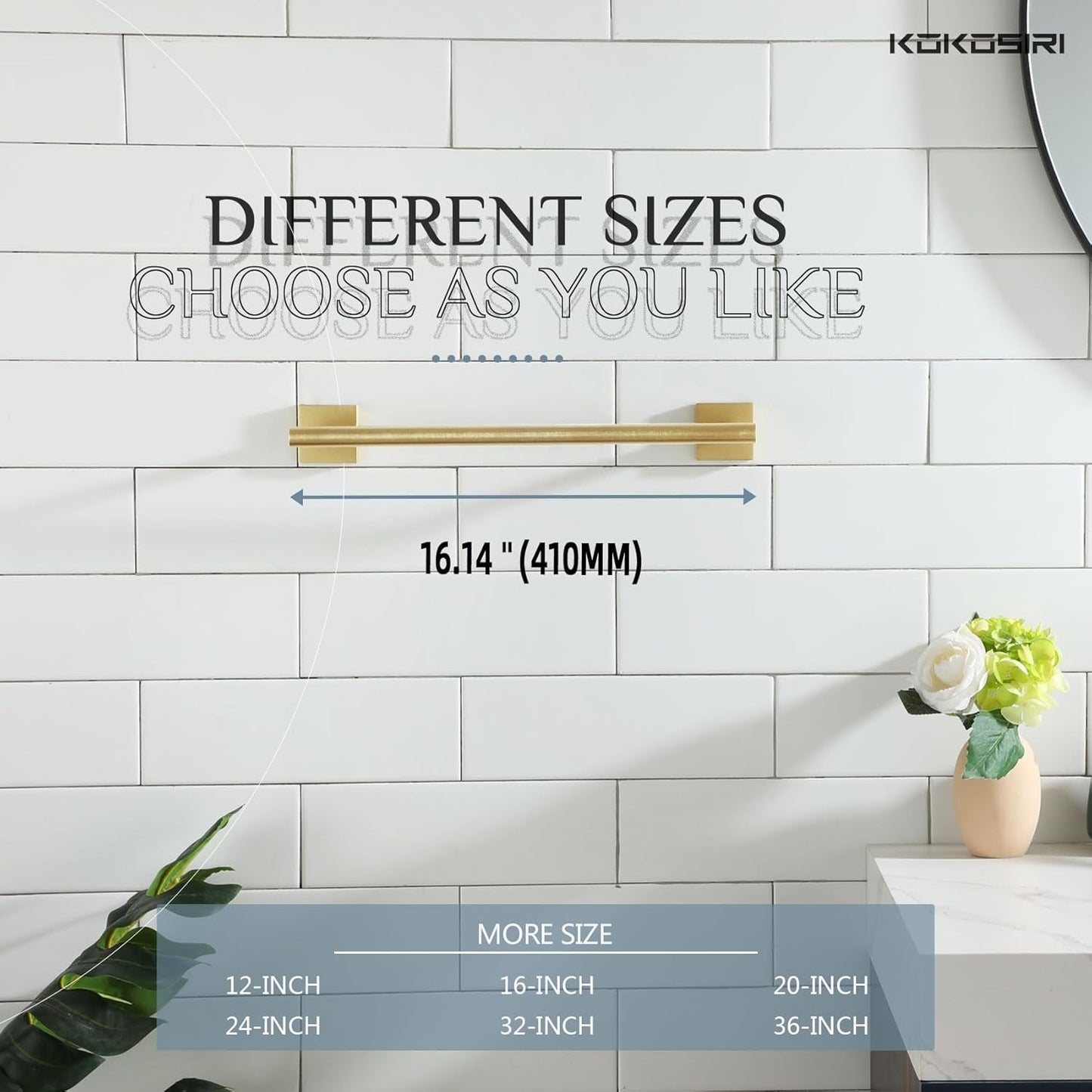 KOKOSIRI Hand Towel Bar Bathroom Towel Holder for Bath Kitchen Cabinet Towel Rails 16 Inch Brushed Gold Stainless Steel B4005BG-L16