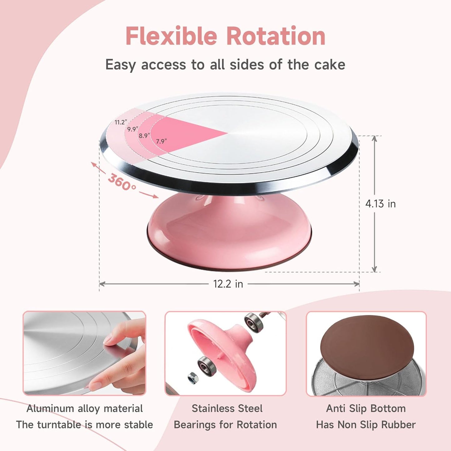 Cake Decorating Kit, 138pcs Cake Decorating Supply with 12 Inch Aluminium Cake Turntable, 64 Numbered Icing Piping Tips, 2 Spatulas, 3 Icing Comb Scraper and Leveller, Piping Bags,cake decorating tool