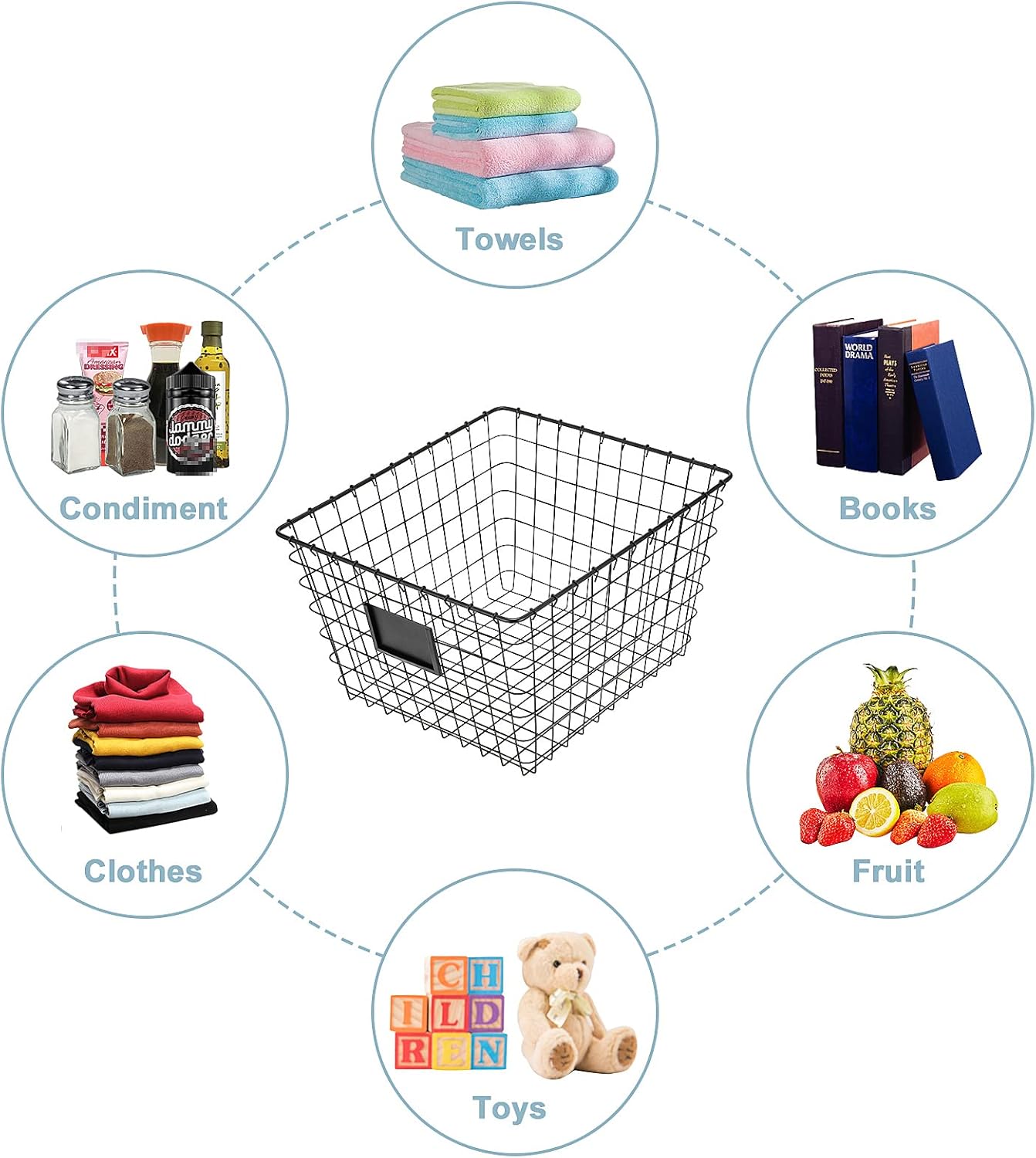 4 Pack【Extra Large】 Wire Handmade Storage Basket for Organizing Household Goods,Pantry Organization,Bathroom countertop,Laundry,Wardrobe Storage Basket,Black