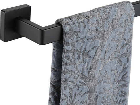 JQK Black Towel Bar, Rounded Edges 20.41 Inch Towel Rack, 304 Stainless Steel Bathroom Wall Mount, Useable Length 18 Inch, TB250L18-PB