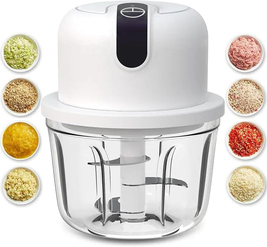 350ML Electric Garlic Chopper, Portable Veggie Chopper,Garlic Grinder Masher Onion Chopper, Blender to Vegetable, Cordless Food Processor for Ginger, Chili, Fruit, Meat, Spices, Beans, etc