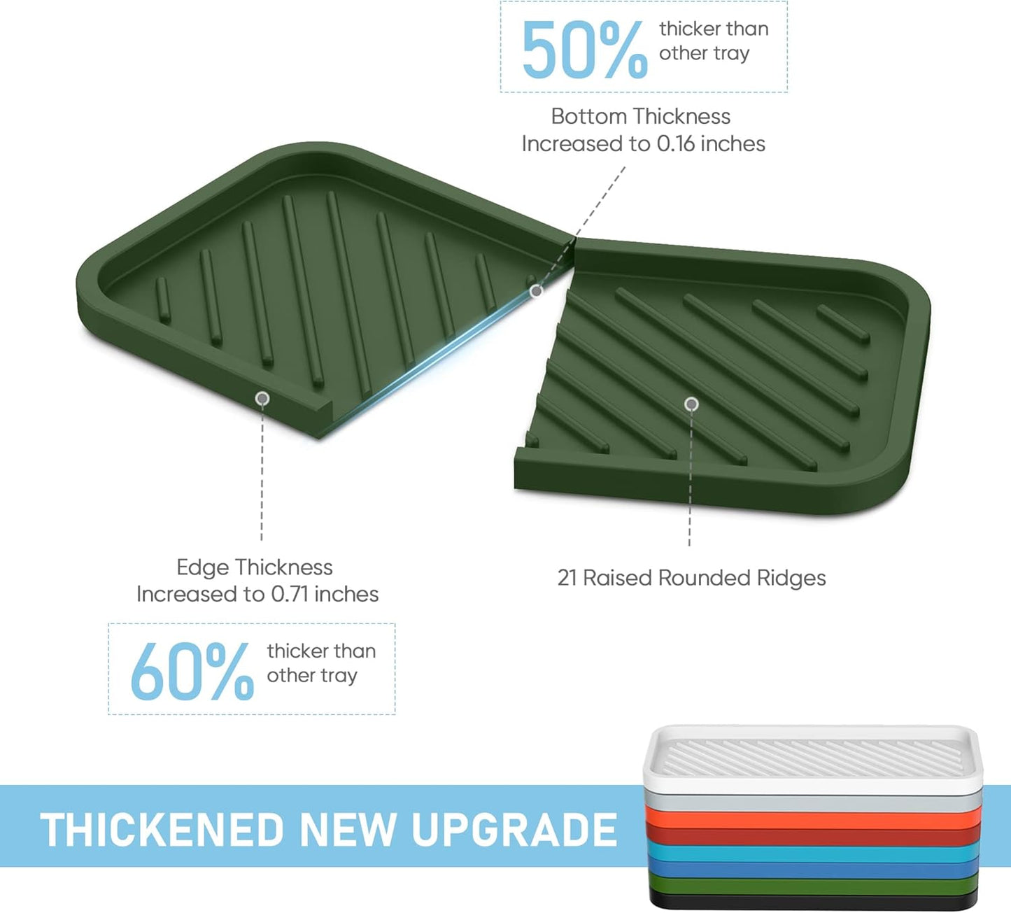 EG-SIPRO Silicone Sponge Holder, Large 10" Kitchen Sink Organizer Tray with Soap & Sponge Holder for Bathroom Counter & Dish Soap