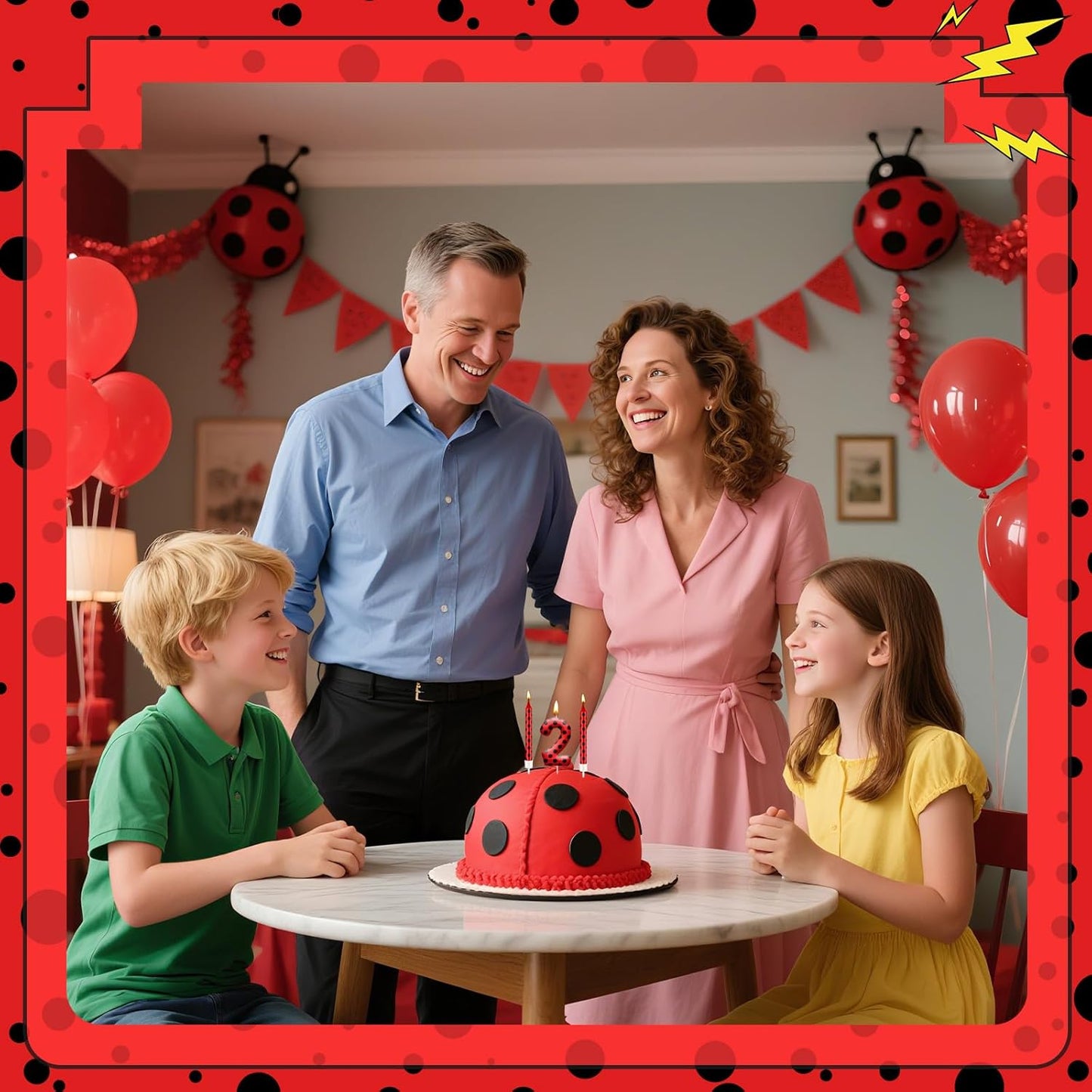 13PCS Ladybug Theme Birthday Candles Set - Red & Black Polka Dot Decorative Candles for Kids Ladybug Themed Parties, Baby Showers, Birthday Cakes, and Ladybird Inspired Celebrations(Number 2)