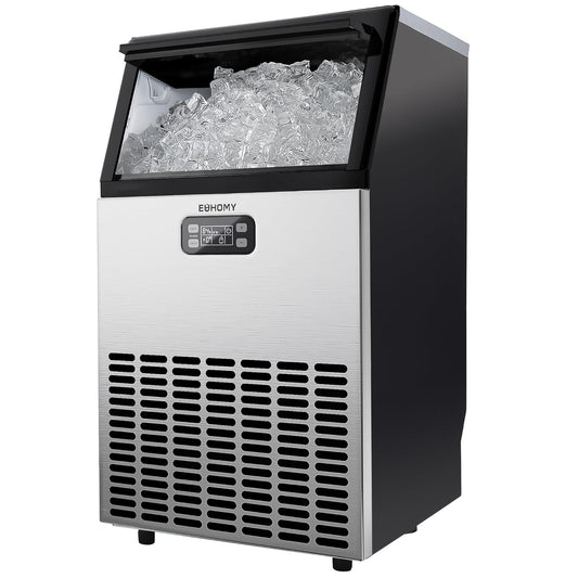 EUHOMY Commercial Ice Maker Machine, 150lbs/24H Stainless Steel Under Counter ice Machine with 33lbs Ice Storage Capacity, Freestanding Ice Maker.