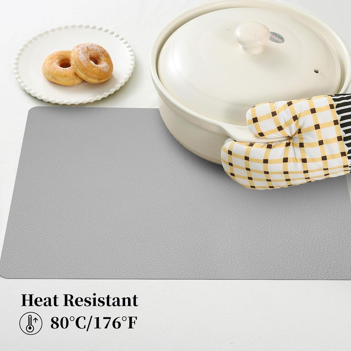 Silicone Placemats Set of 4, Heat-Resistant Placemats,Non-Slip Table Mats, Foldable Mats, Easy Clean Placemats, Perfect for Indoor & Outdoor Dining, 12.6 x 17.7 inches by Siliconty(Gray)