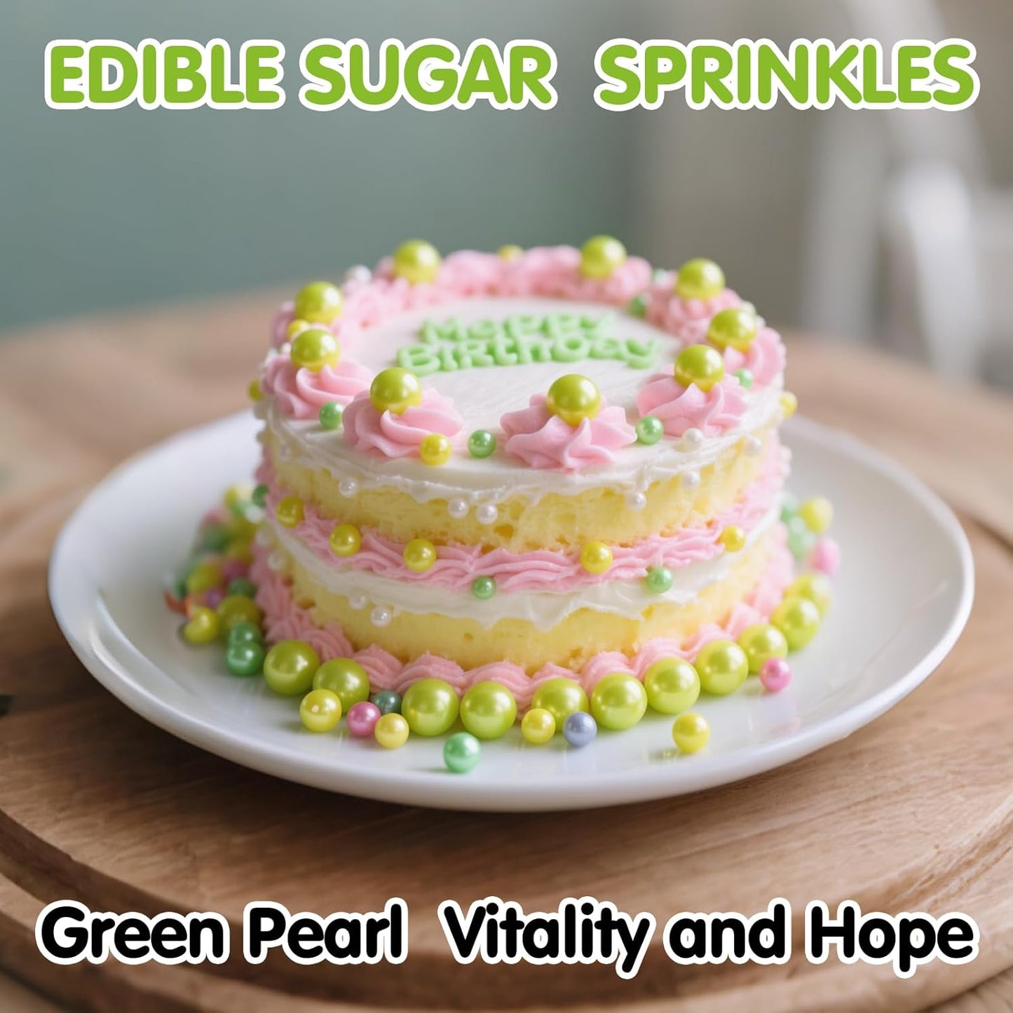 Edible Green Pearl Sprinkles,Halloween Mix Size Sugar Sprinkles,130g/4.58oz,Baking Edible Candy,Cake Decorations,Cupcake Toppers,Cookie Decorating Donuts Ice Cream Toppings,Birthday Wedding Party Valentines Christmas Supplies