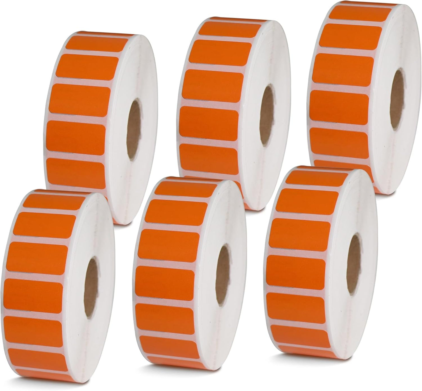 BETCKEY - 1" x 0.5" Small Labels Compatible with Zebra & Rollo Label Printer, Premium Adhesive & Perforated[Orange, 6 Rolls, 14580 Labels]