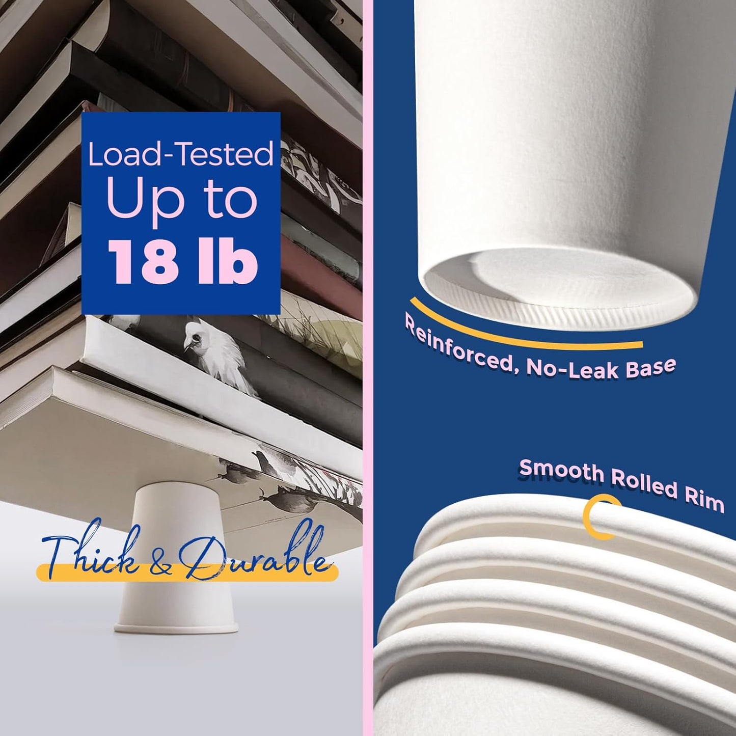 Fit Meal Prep 50 Pack 8 oz Disposable Coffee Cups with Lids, Sleeves, Leak-Proof To Go Coffee Cups with Lids, Durable Hot Paper Cups for Home, Office, Party, Business