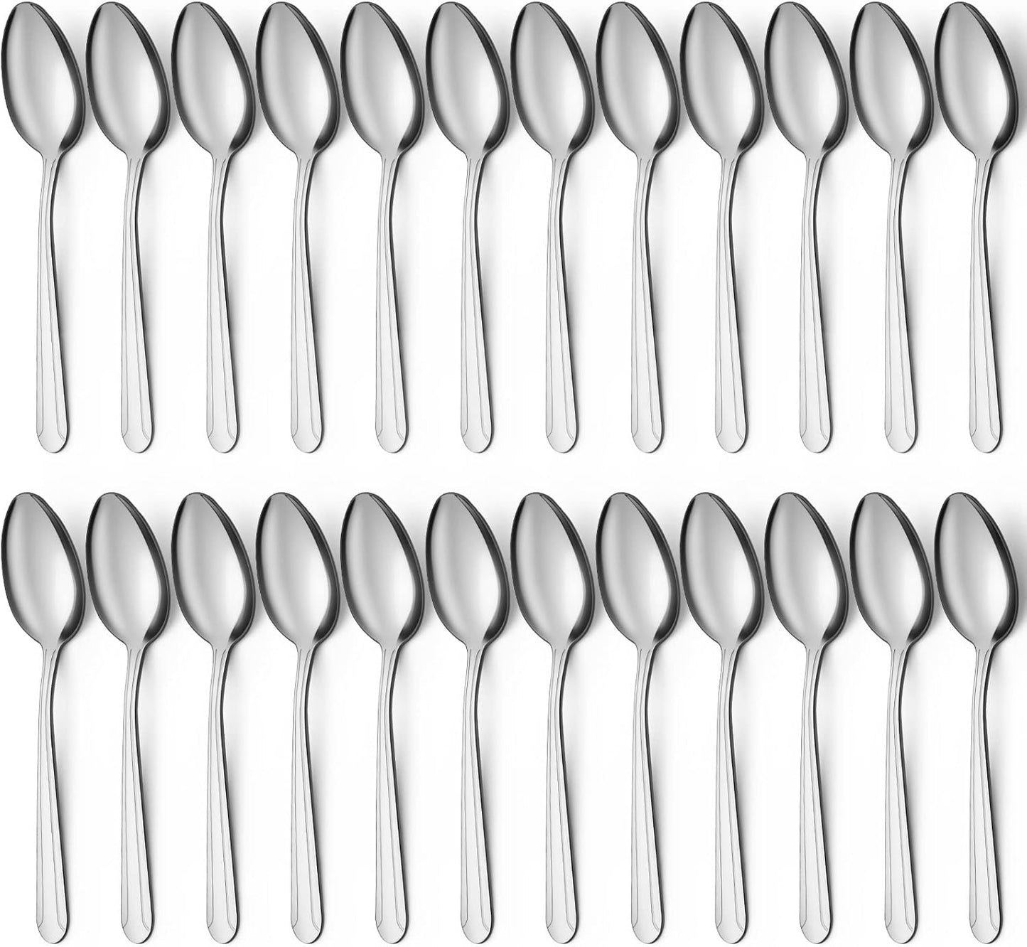 BEWOS 24 Pieces Spoons Set, 7.5 Inchs Spoons Silverware, Stainless Steel Spoons, Dinner Spoons, Mirror Polished Tablespoons, Dishwasher Safe, Silver Spoons for Home, Restaurant