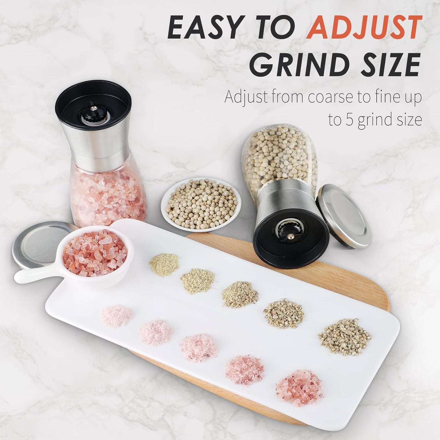 Original Stainless Steel Salt or Pepper Grinder - Top Spice Mill with Ceramic Blades, Brushed Stainless Steel and Adjustable Coarseness By Pepper Grinder （Single Package）