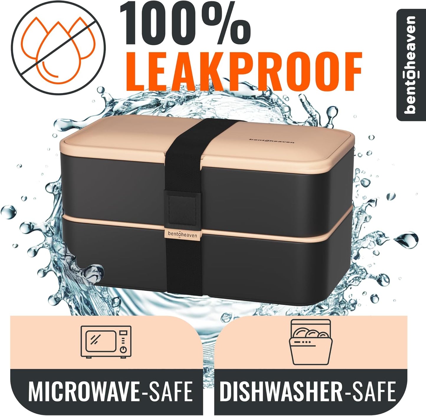 Bentoheaven Premium Bento Box Adult Lunch Box with Compartments for Women & Men, Set of Utensil & Chopsticks & Dip Container, Cute Japanese Kids Bento Lunch Box, Microwavable (Bingo Flamingo)