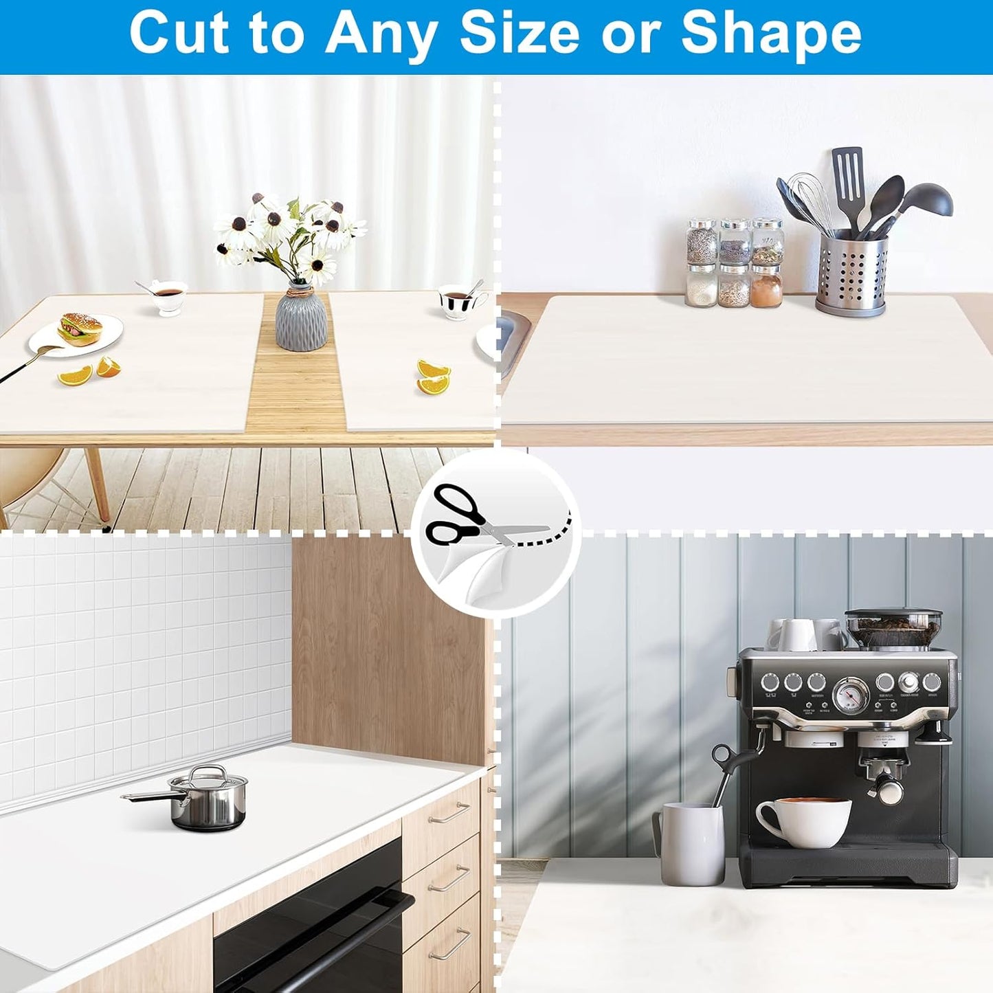 AECHY Extra Large Silicone Mat 78.74”x19.69”x0.08”, Multipurpose Silicone Mat Thick Heat Resistant Mat Shipped Rolled Up Kitchen Counter Mat Nonslip Silicone Mats for Kitchen Counter Translucent