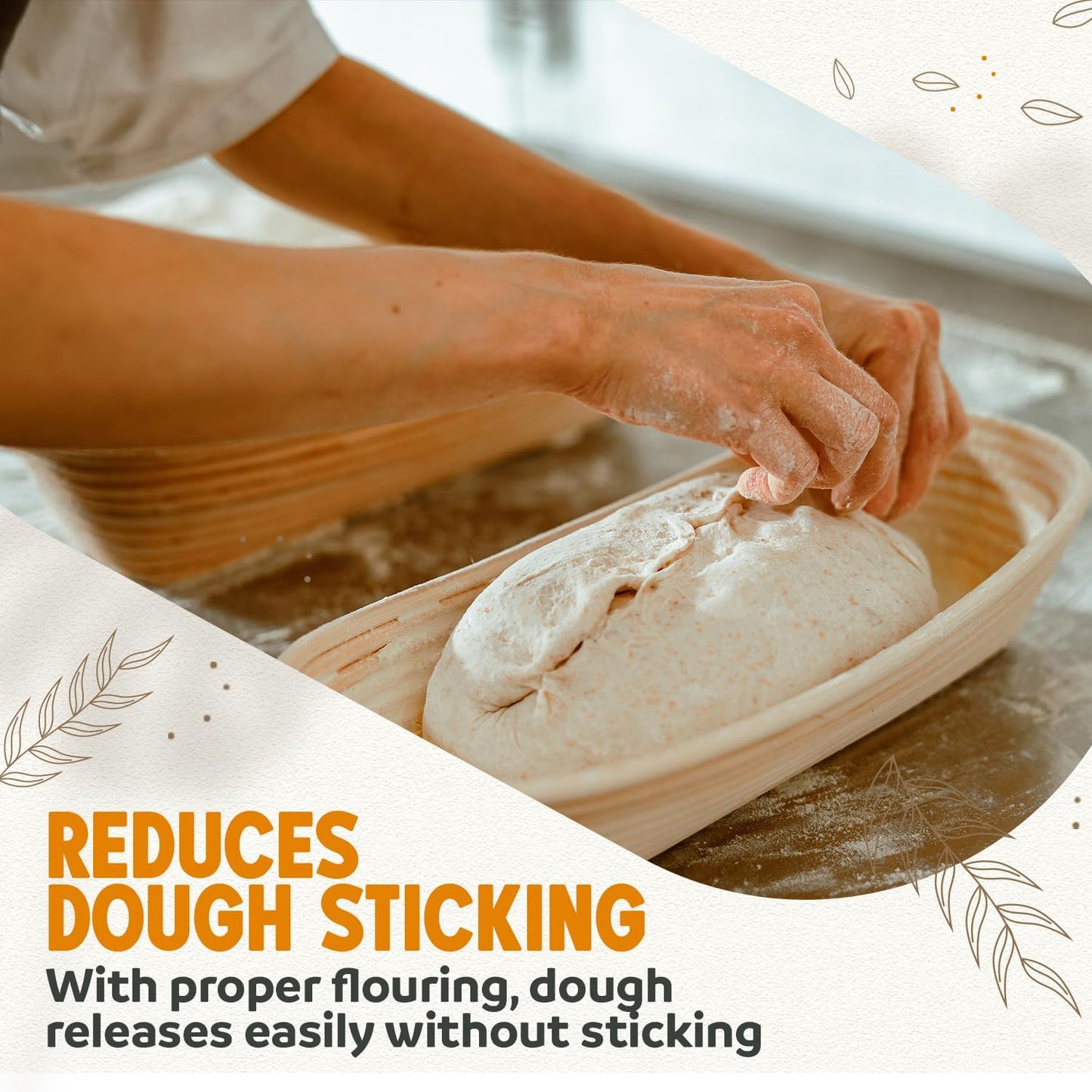 Banneton Bread Proofing Basket Sourdough Proofing Basket for Beginner & Professional Bakers, Handwoven Rattan Cane Bread Maker with Linen for Artisan Breads, 10 x 3.5 In, 2-Pound Round Brotform